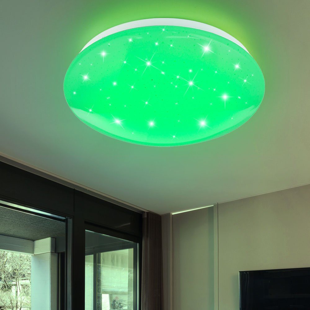 etc-shop LED LED-Leuchtmittel mit Deckenleuchte Effekt Deckenleuchte, mit verbaut, fest Sternenhimmel Deckenlampe Farbwechsel, Warmweiß