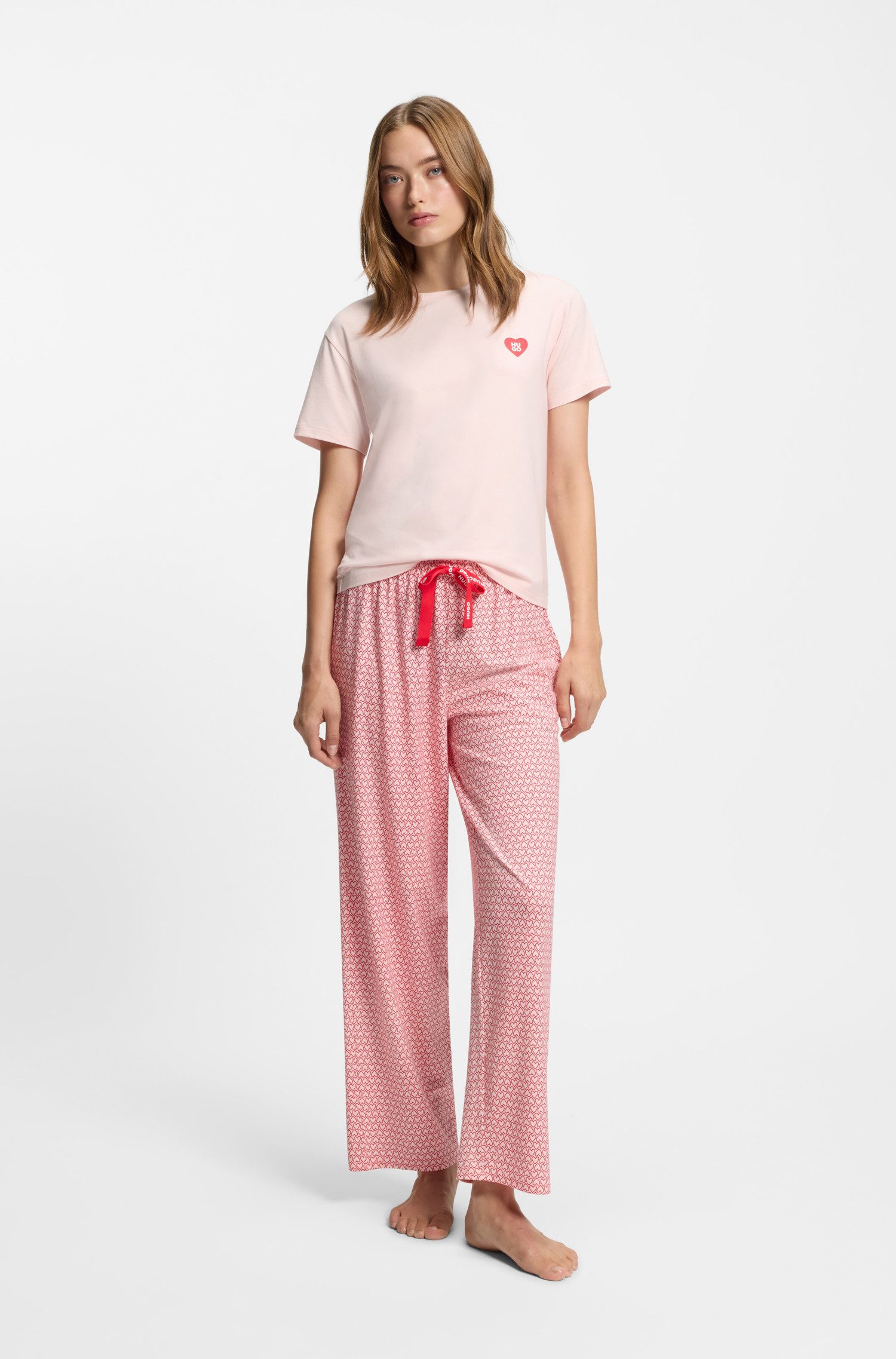 HUGO Pyjamaoberteil aus Stretch-Jersey mit Logo-Artwork, Rundhals, regular fit – Bild 3 von 5