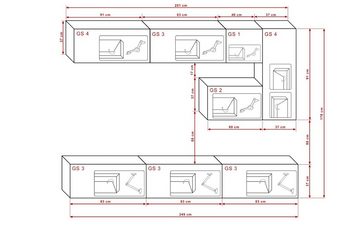 ROYAL24_MARKT Wohnwand - Zeitgemäßer Luxus / Hochwertiges für individuelle Wohnräume., (Komplett Set, 8-St., Premium - C15), Stilvoll und modern - Premium-LED - Aktuell 2024 '