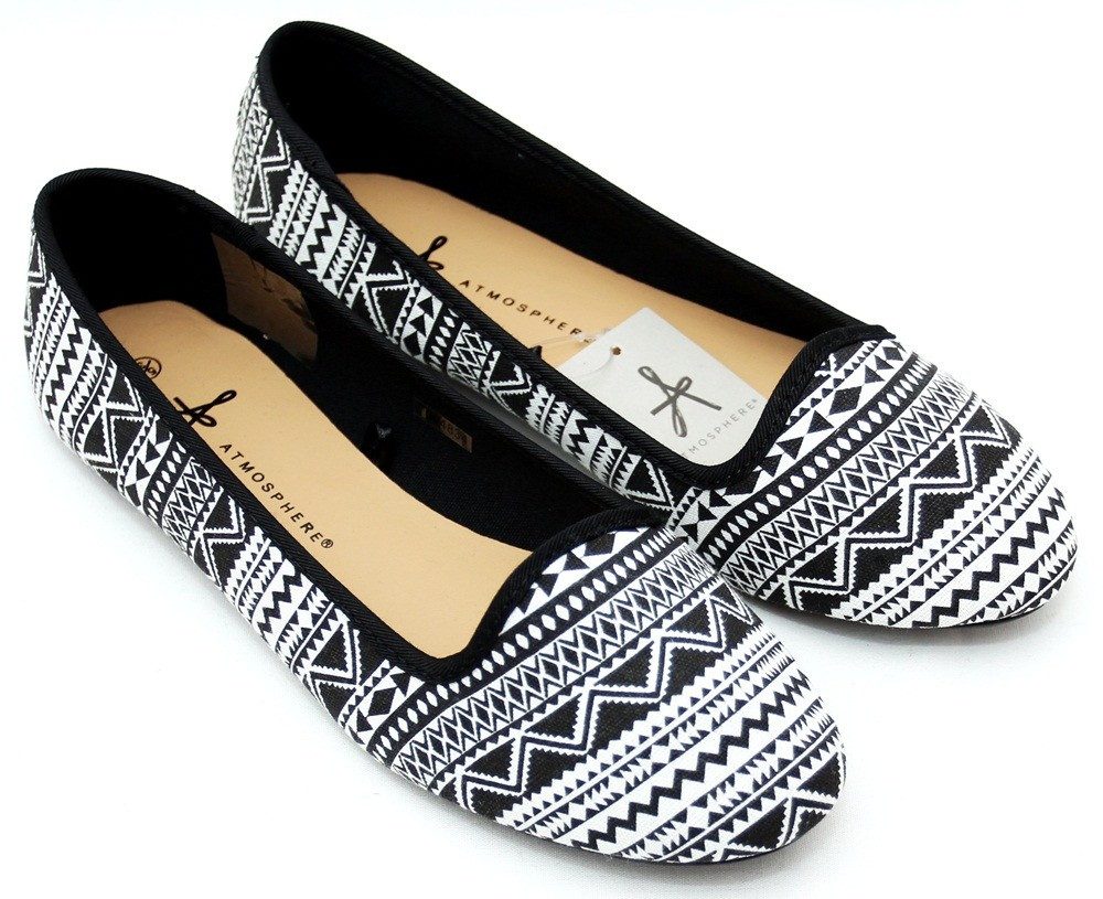 Sarcia.eu Schwarz und weiß - Ballerinas Aztekenmuster 37 EU Ballerina günstig online kaufen