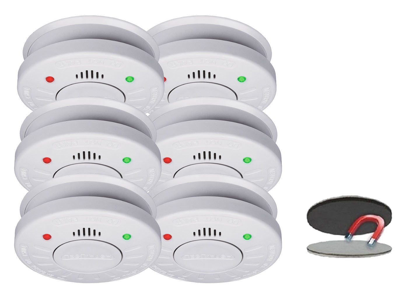 smartwares Rauchmelder (6er Set 10 Jahres Brandmelder mit Magnethalter Kleben statt Bohren)