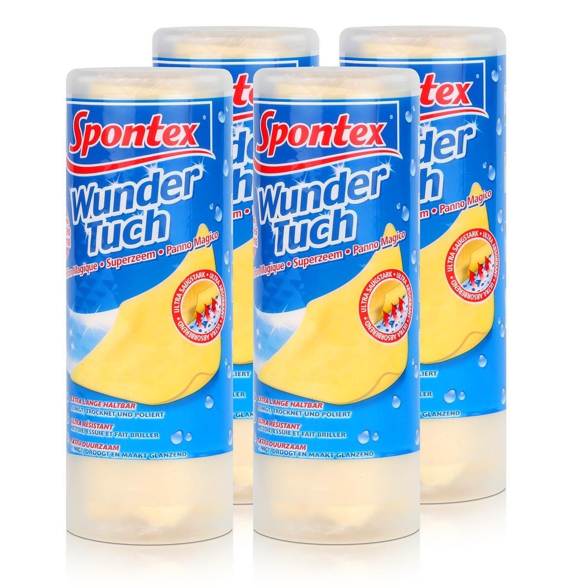 SPONTEX Spontex Wundertuch - Reinigt, Trocknet und Poliert (4er Pack) Reinigungstücher