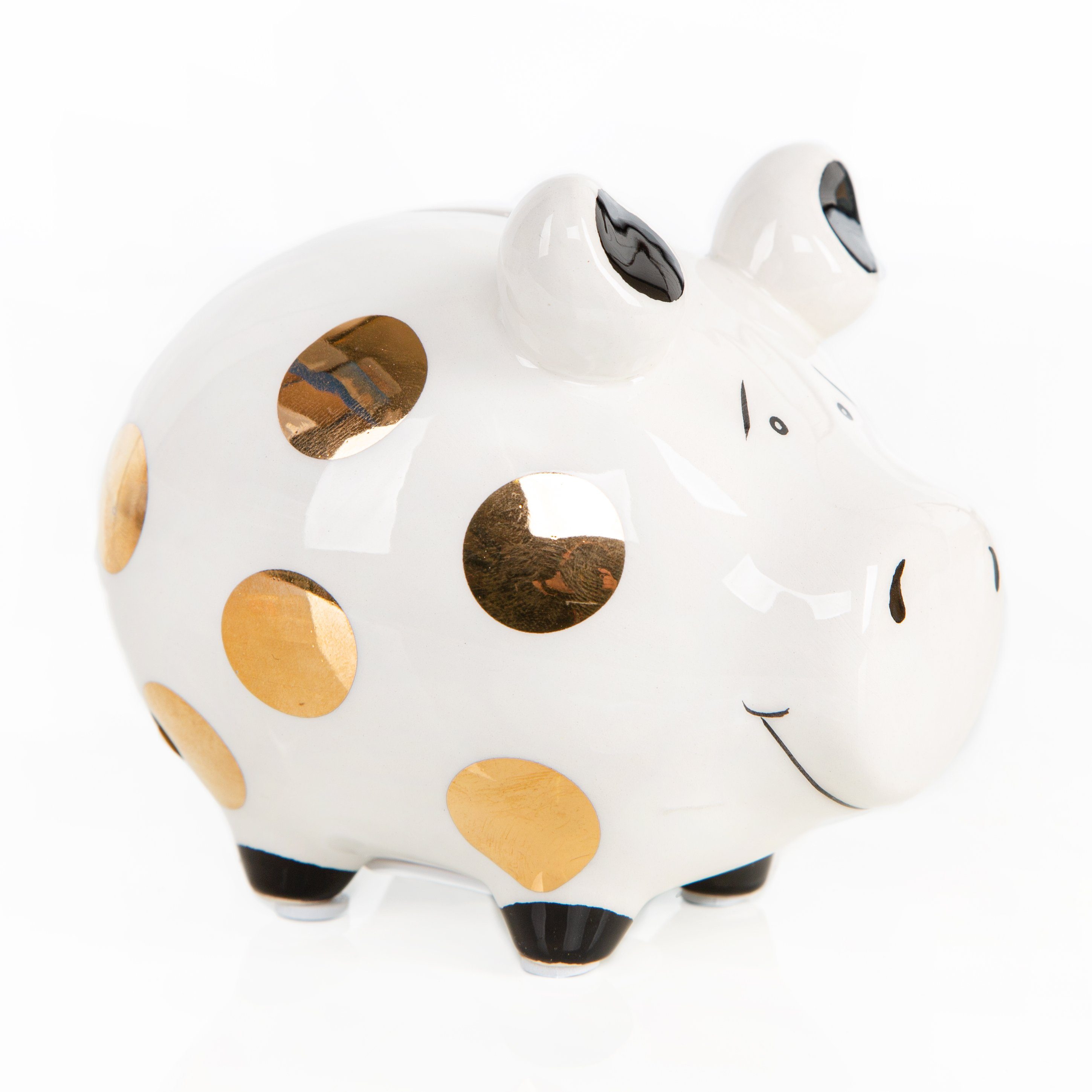 Logbuch-Verlag Spardose Sparschwein Gold weiß mit günstig online kaufen