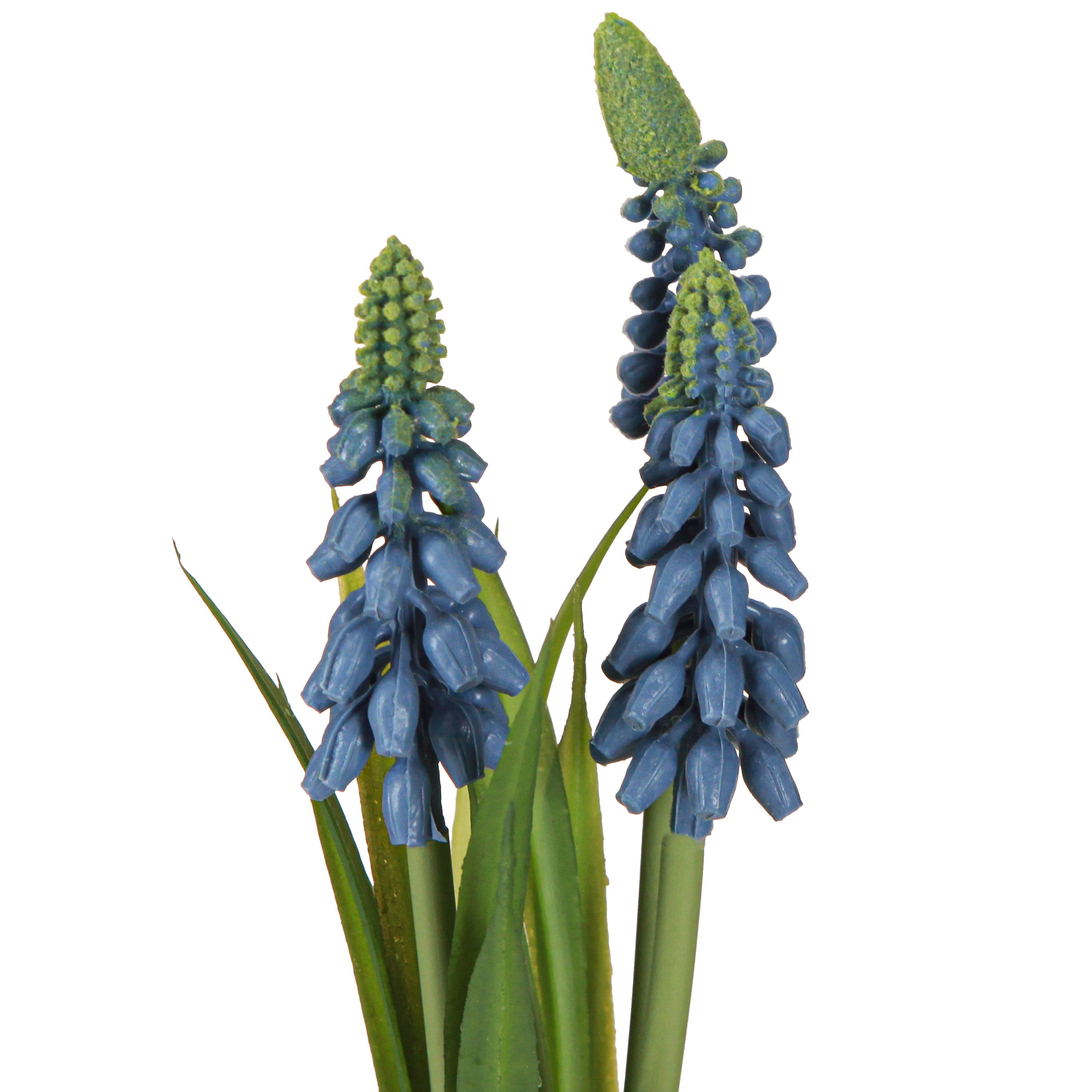 Kunstblume Hyazinthe Künstlich Traubenhyazinthe Blau im Glas Deko 22cm 2St, Posiwio, Höhe 22 cm