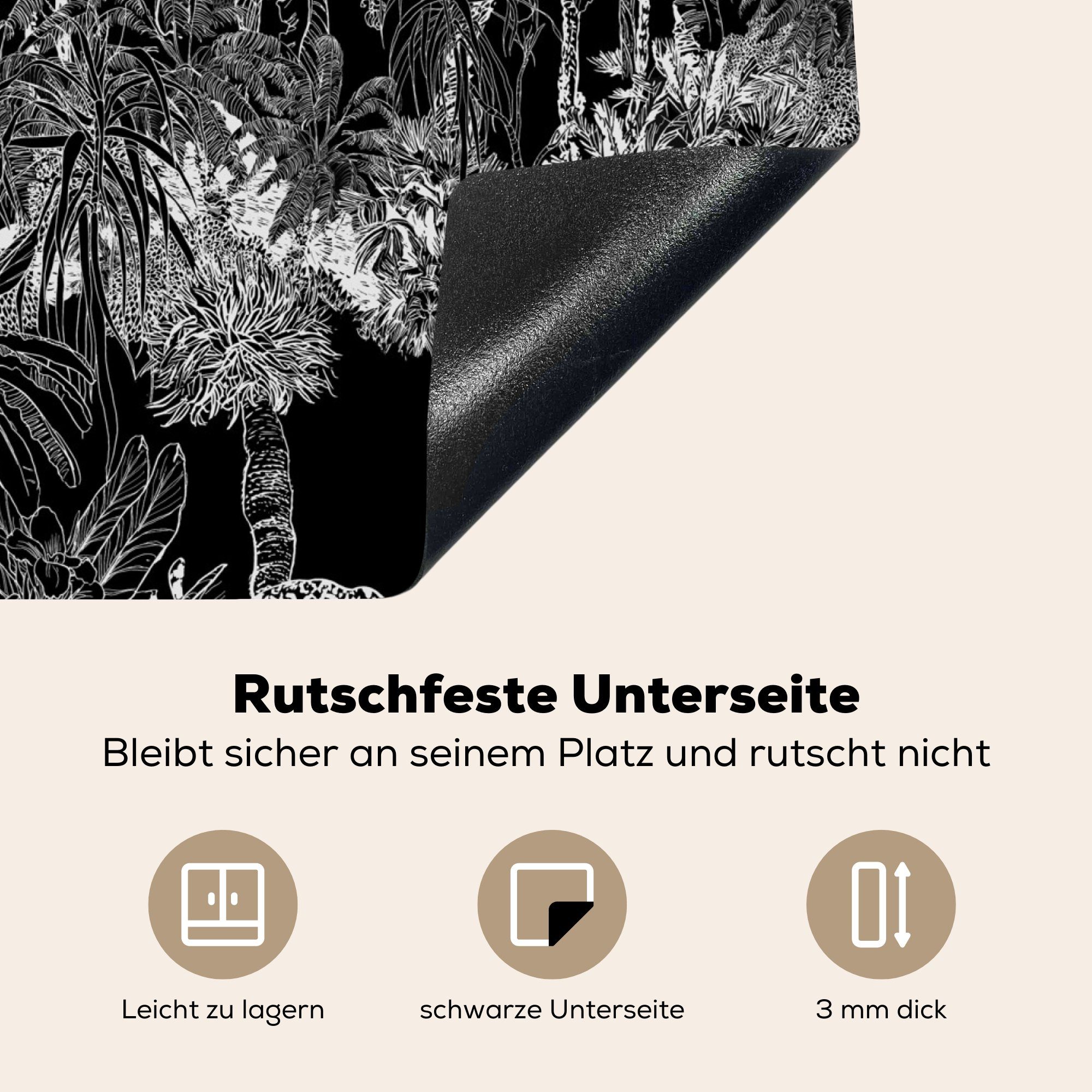 MuchoWow Herdblende-/Abdeckplatte Palme Küchen Induktionskochfeld Induktionsherd, Vinyl, cm, - (1 tlg), für Dschungel Tropisch, - 58x51 Dekoration