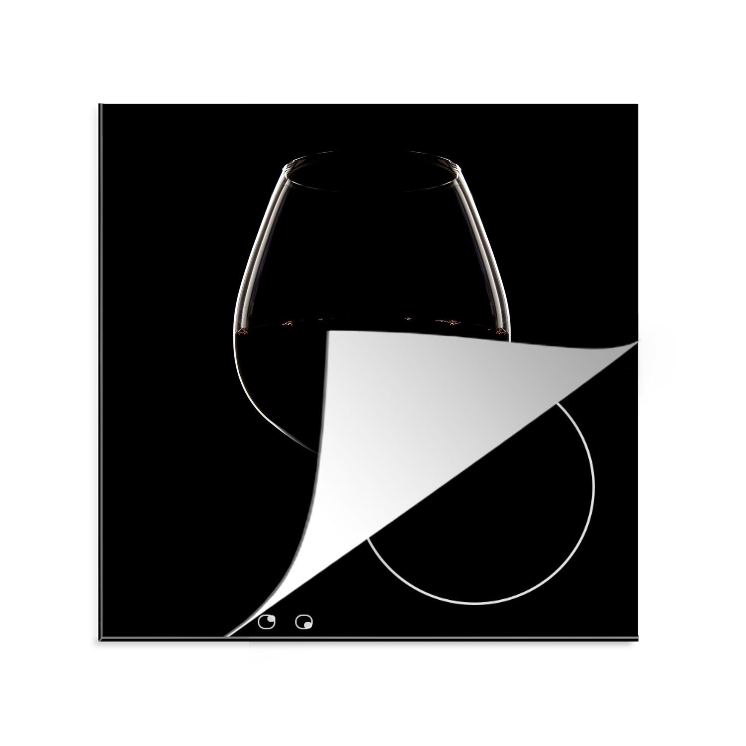 auf MuchoWow Arbeitsplatte cm, Hintergrund, für Weinglas Vinyl, (1 Herdblende-/Abdeckplatte 78x78 küche schwarzem tlg), Ceranfeldabdeckung,