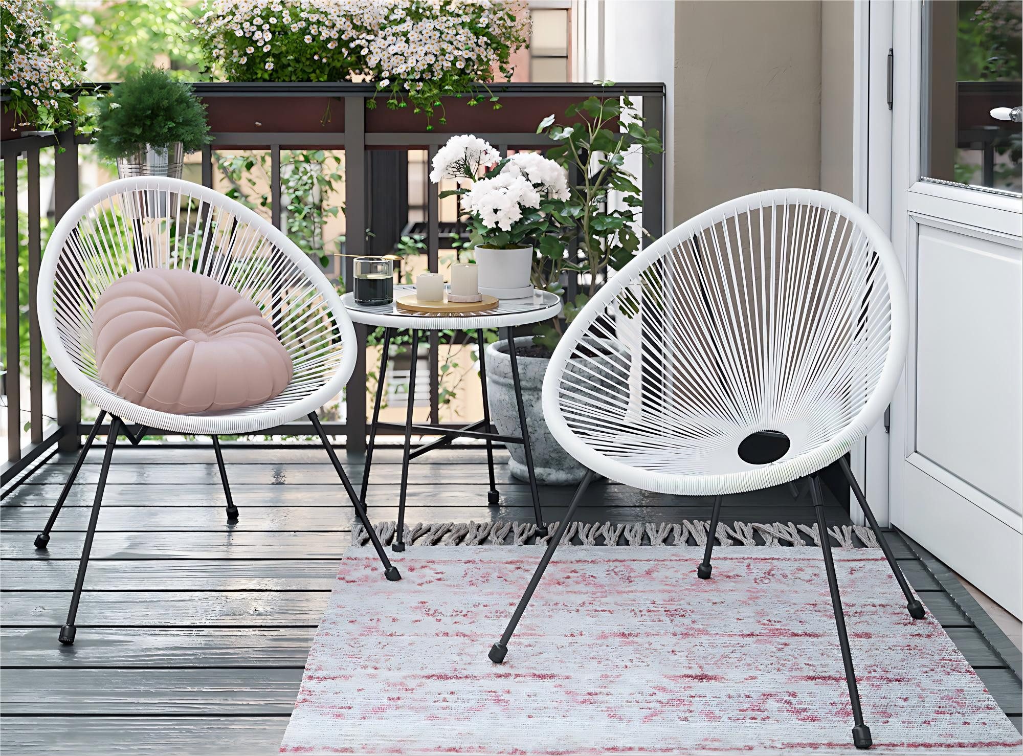 SONGMICS Gartenlounge-Set, (3-tlg., 1 Tisch, 2 Stühle), Gartenmöbel-Set, Sitzgruppe, Balkonset, Terrassenmöbel, für Terrasse