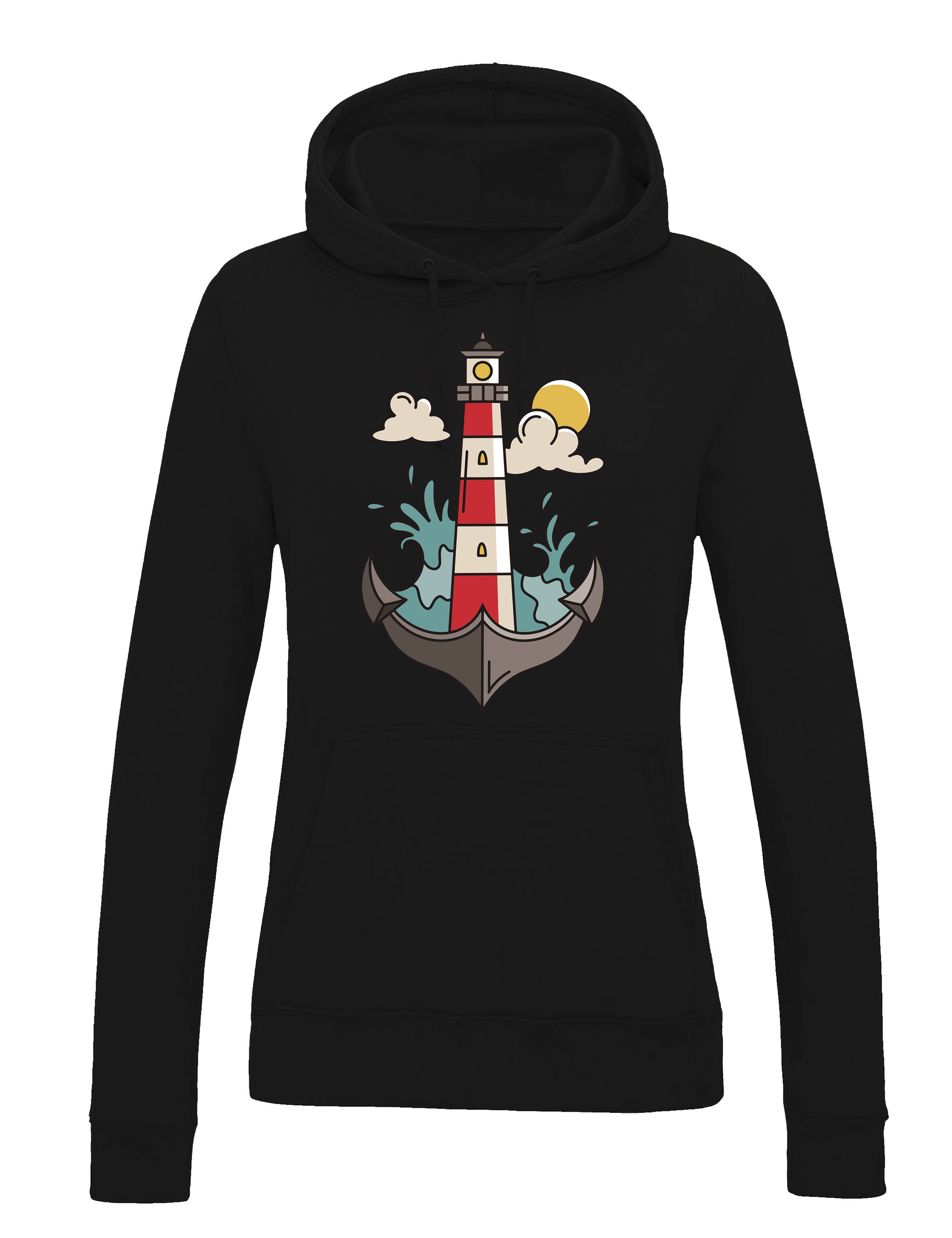 Kapuzenpullover Damen Hoodie Pullover "Anker Leuchtturm" lustig Statement Geschenk