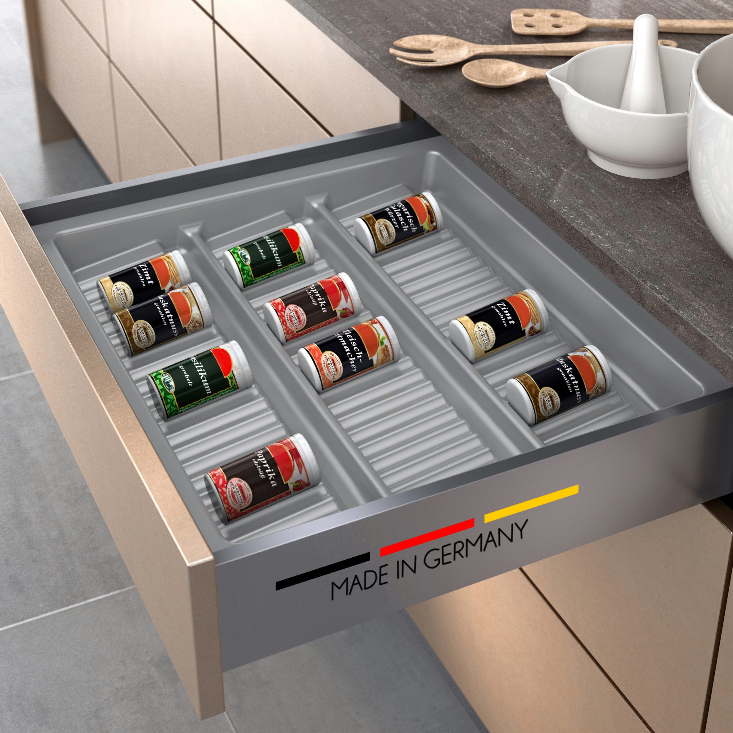 Spetebo Schubladeneinsatz für Gewürze für Küchenschubladen der ideale Küchen-Organizer (Anzahl, 1 St., Stück), Made in Germany