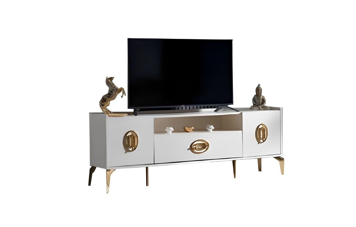 JVmoebel TV-Wand Eleganter TV-Ständer in Holzoptik mit Stauraum und Fächern, (1-St), Made in Europe