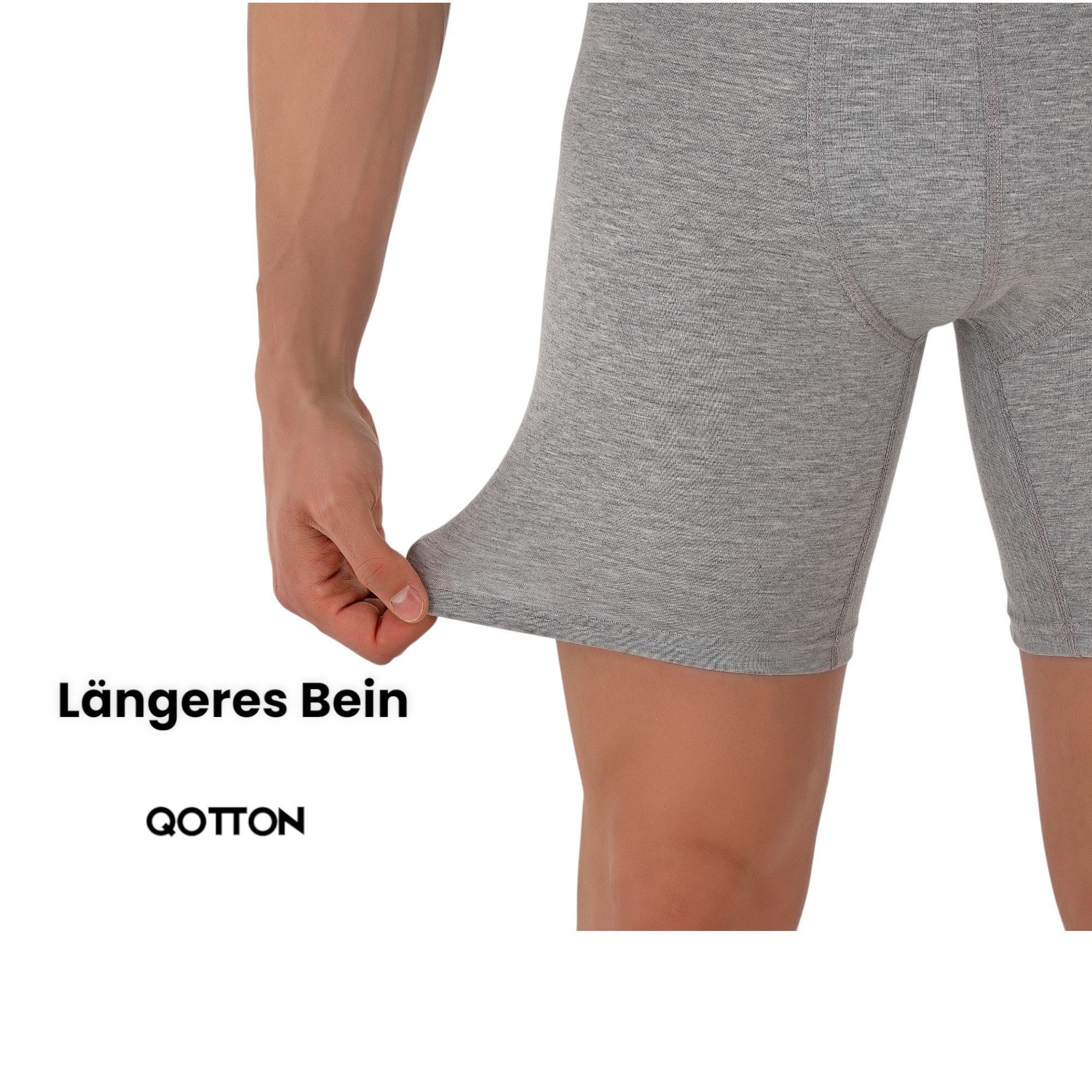 Qotton Boxershorts Lange Boxershorts im 3er Pack – Lange Unterhosen aus Bau günstig online kaufen