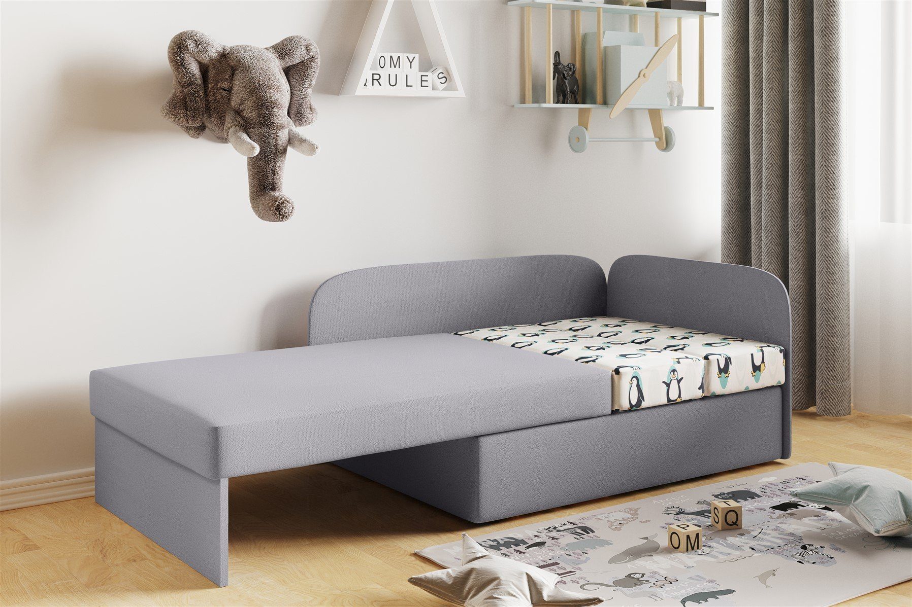 Fun Möbel Kindersofa Sofa Kindersofa Schlafsofa inkl. Bettkasten MAILO Seite Li o. Re, mit Schlaffunktion
