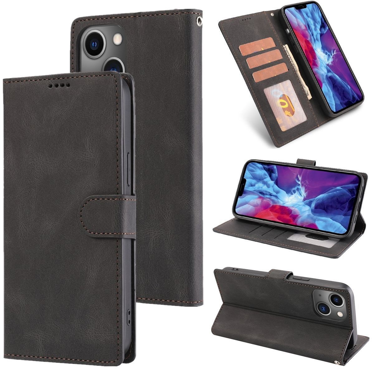 König Design Handyhülle Apple iPhone 14 Plus, Schutzhülle Schutztasche Case Cover Etuis Wallet Klapptasche Bookstyle