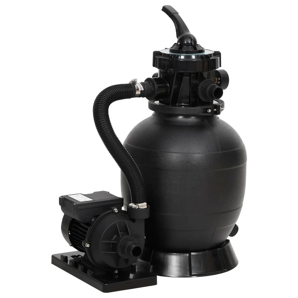 vidaXL Sandfilteranlage, Pool-Sandfilter mit 6-Wege-Ventil Schwarz