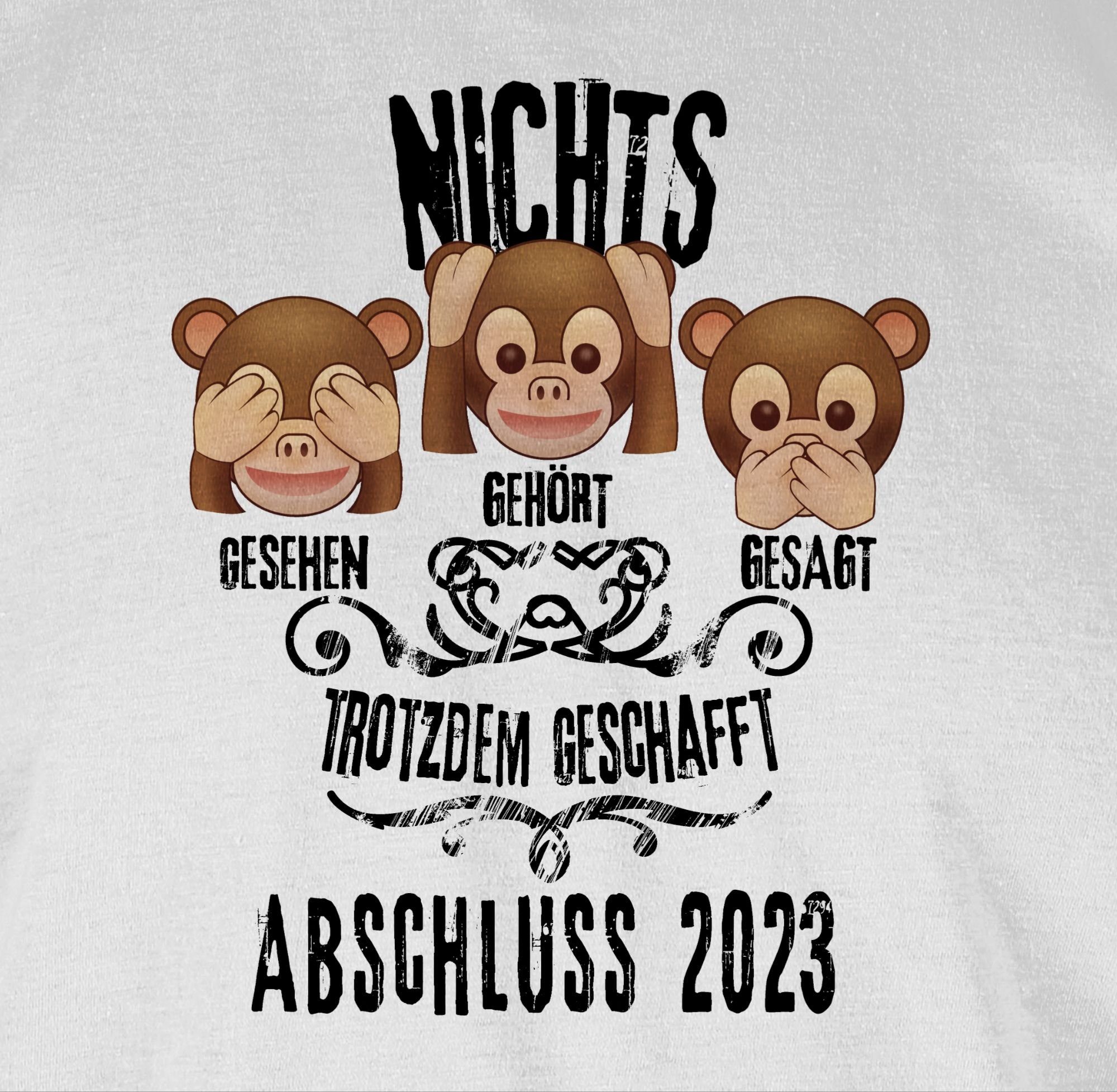 Shirtracer T-Shirt 3 Affen ABSCHLUSS Geschenk Emoticons 2023 Abitur Weiß & 3 2024 Abschluss