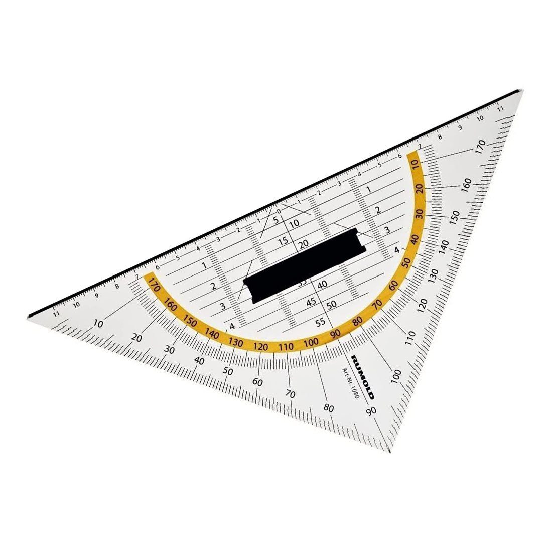 Squadra Da Disegno Rumold TZ - 32.5 Cm, Plastica Trasparente, Con Ghiglie, Scale Angolari E Manico Rimovibile - Foto 5