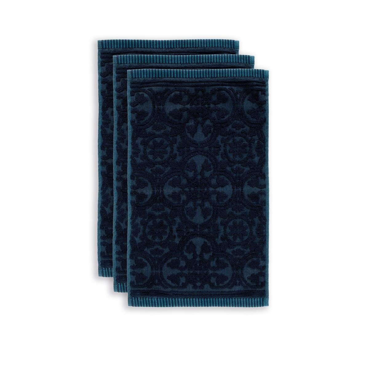 Handtuch Blue Baumwolle 3 PiP Pip Set Studio Tile Cotton, (1-St) 100% 30X50 5, Dark terry, Dunkelblau A