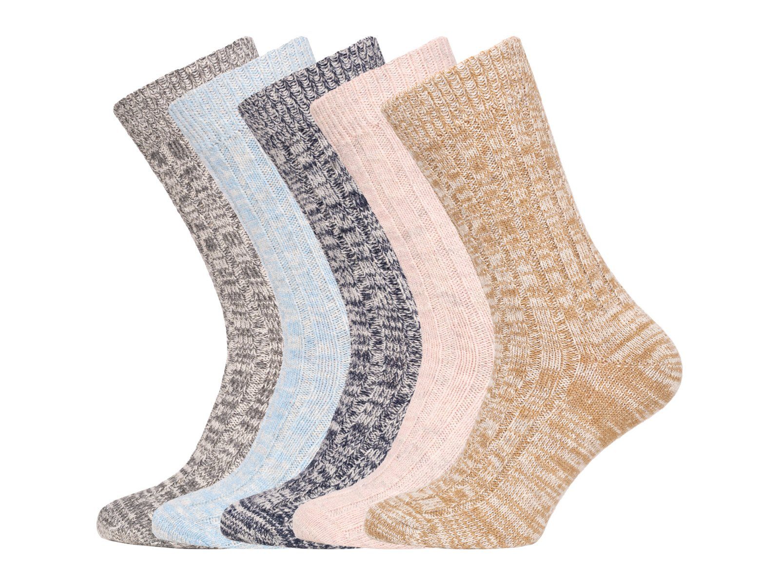 HomeOfSocks Socken Melierte warme 1 Dünne (Paar, mit Navy 75% Paar) (Schurwolle) und Wollsocken aus Wolle 75% Wollanteil Wollsocken