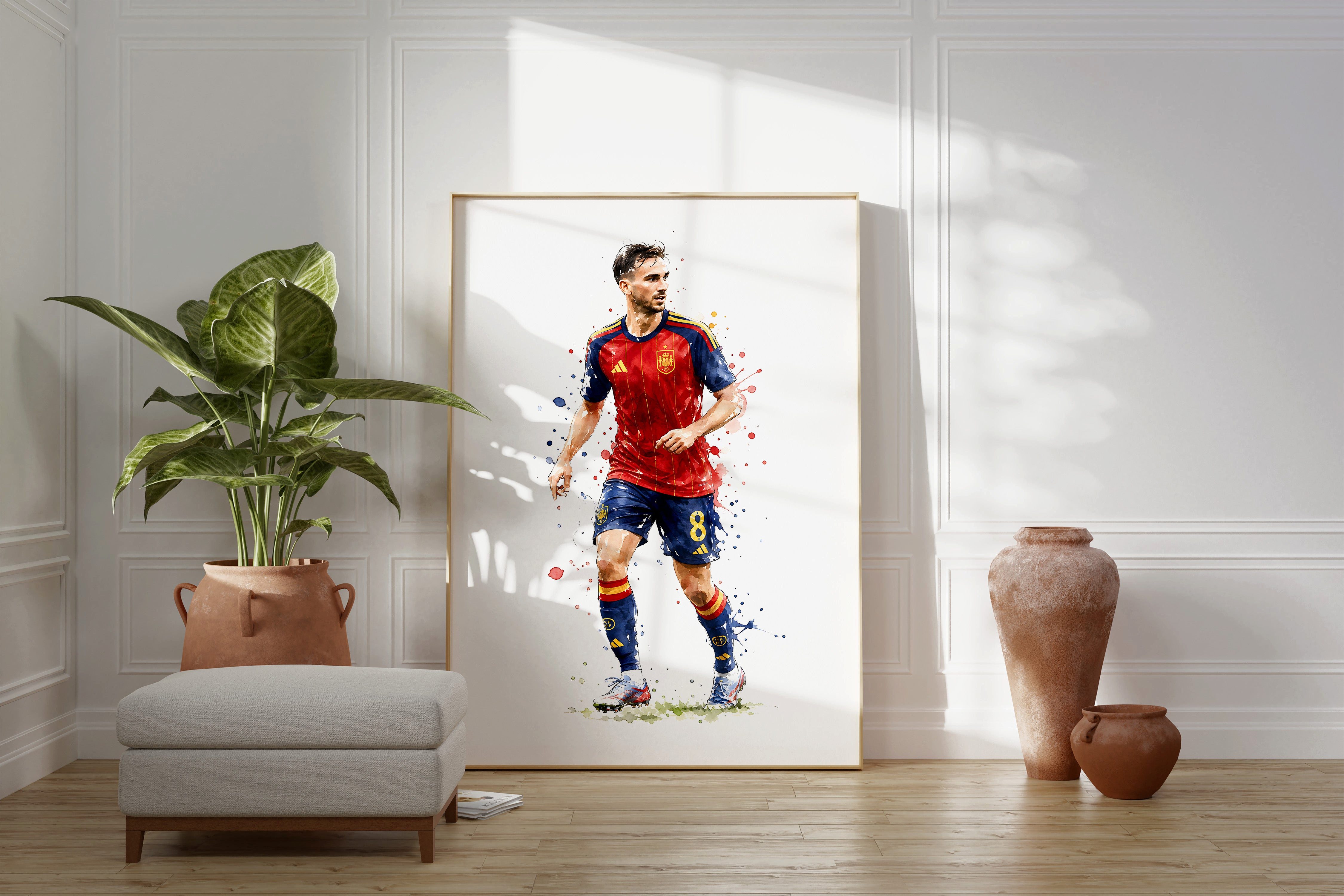 JUSTGOODMOOD Poster Spanien Fussball Geschenkidee Aquarell Sport Wandbild Deko Print ohne, (1 St)