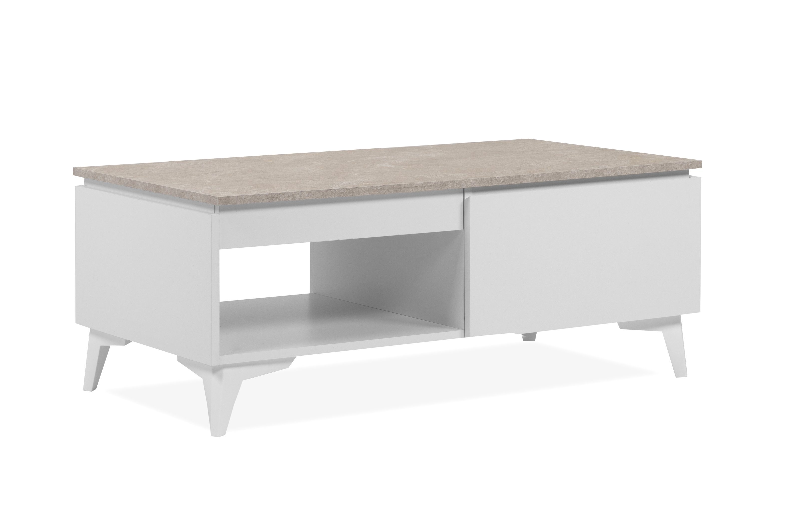 Finori Couchtisch in Sandstein / weiß - 100x40x55cm (BxHxT)
