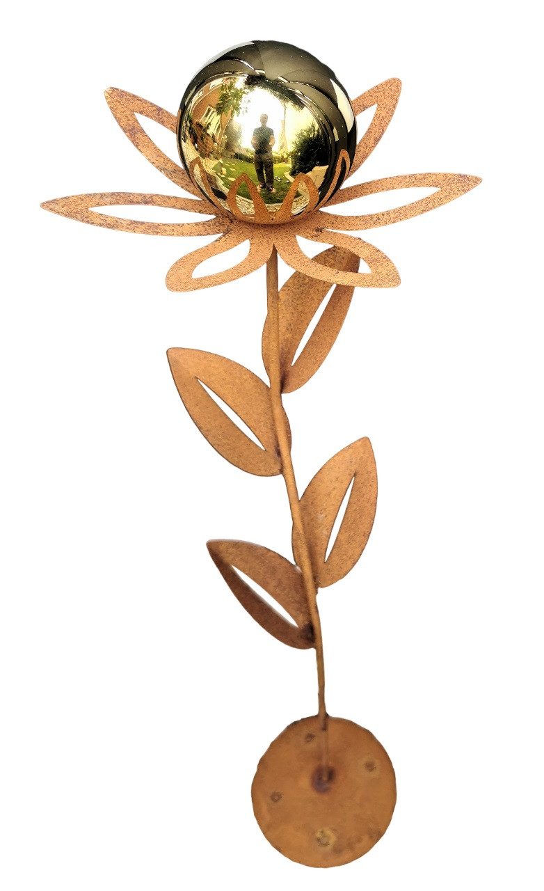 Jürgen Bocker - Gartenambiente Gartenstecker Blume Paris Corten 77 cm mit Kugel und Standfuß