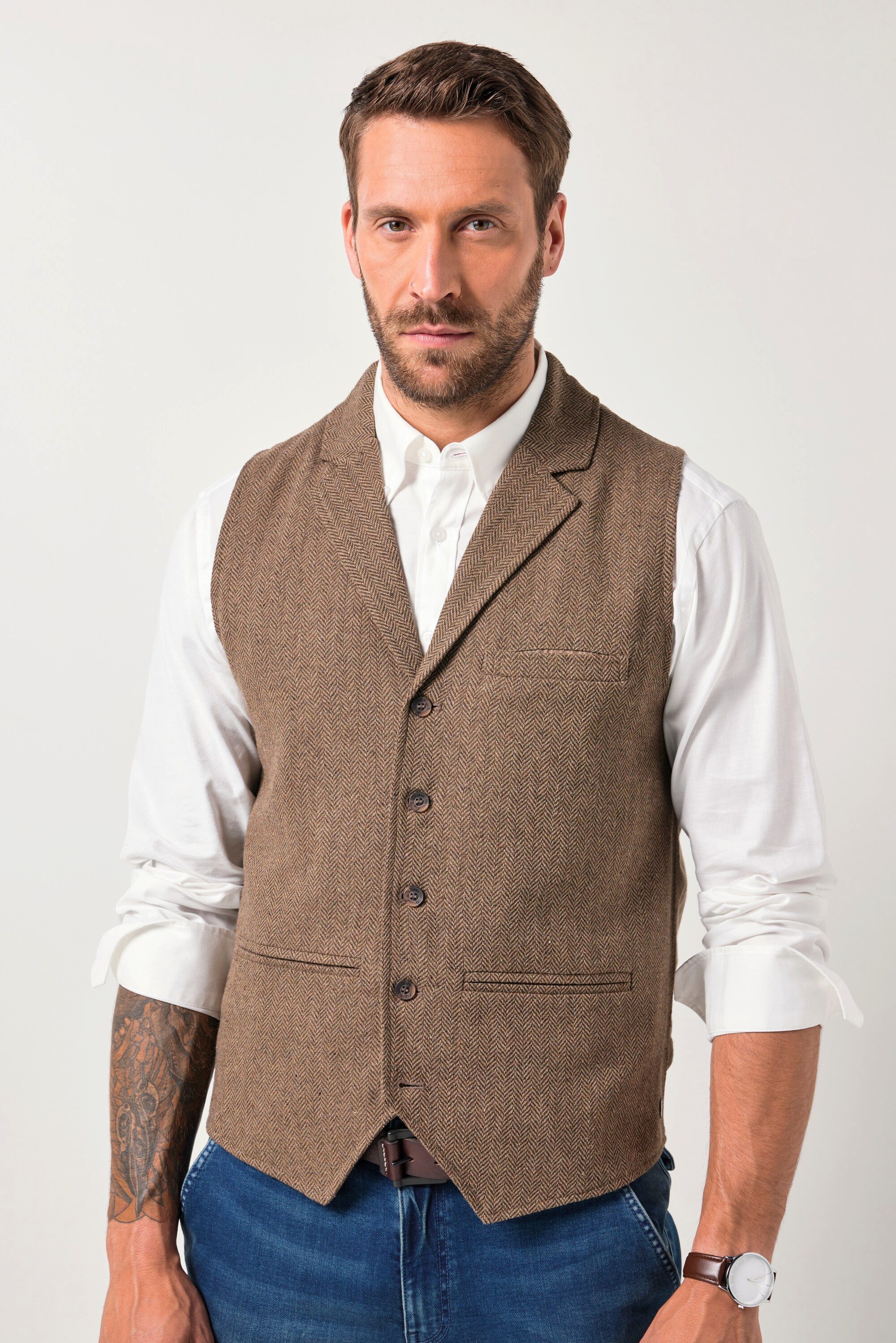 JP1880 Steppweste JP1880 Tweed-Weste FLEXNAMIC® Herringbone-Tweed günstig online kaufen