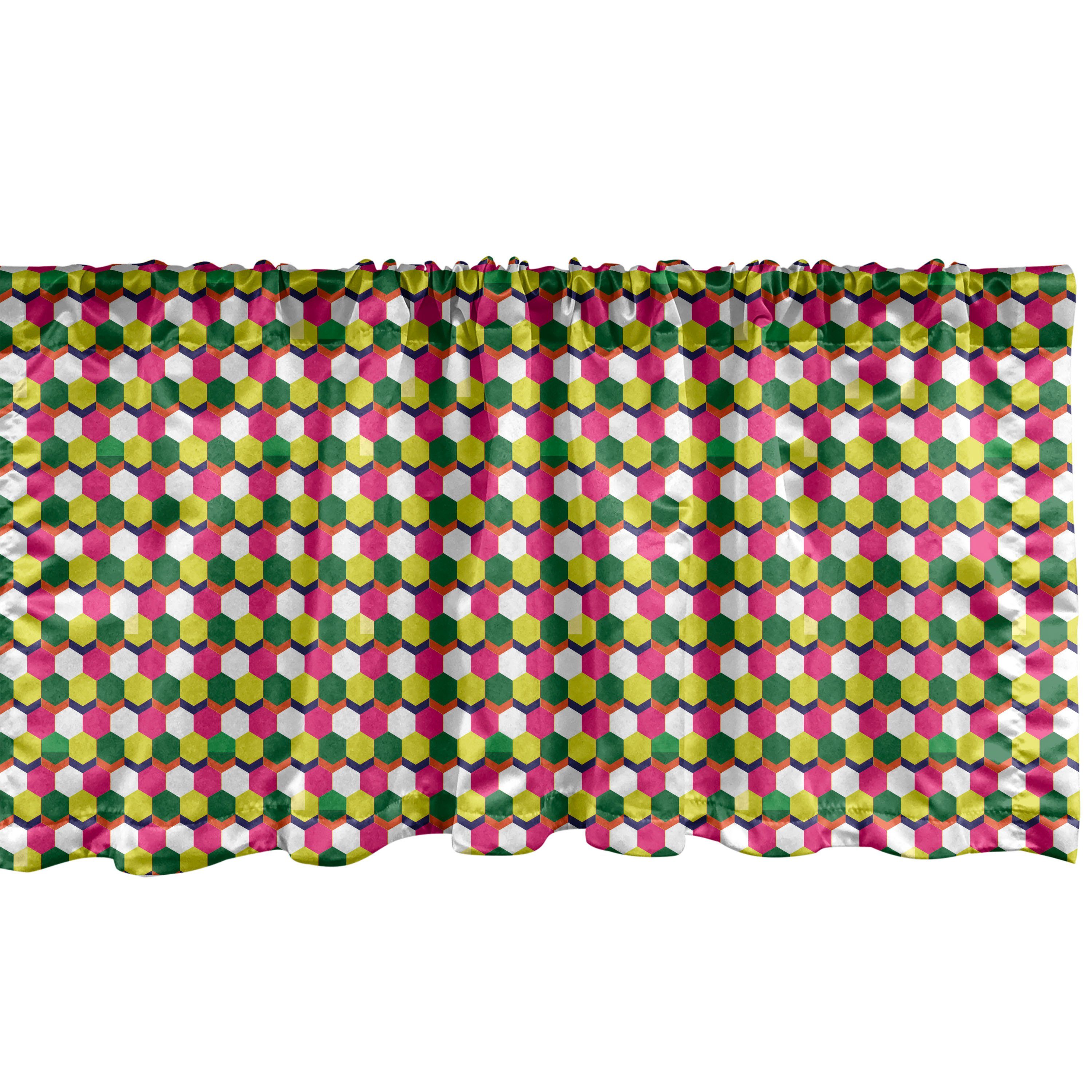 Scheibengardine Vorhang Volant Abstrakt mit Microfaser, Schlafzimmer für Abakuhaus, Pattern Hexagons Stangentasche, Dekor Wiederholung Die Küche