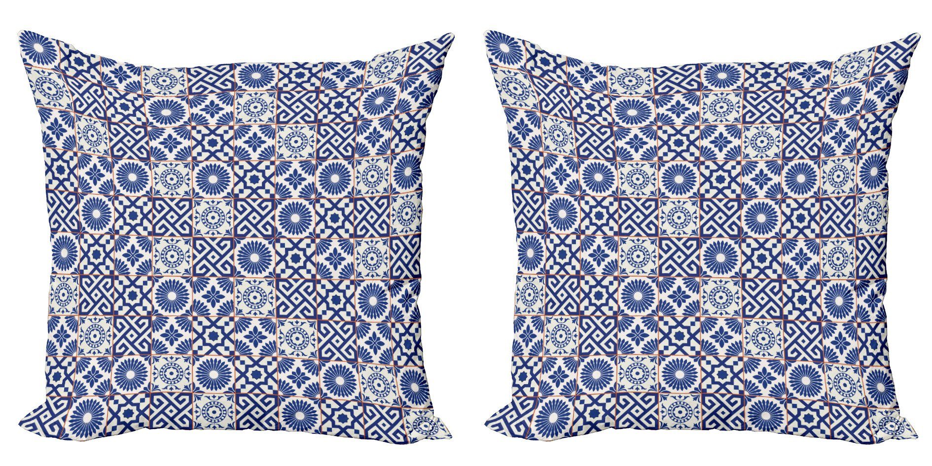 Kissenbezüge Modern Accent Doppelseitiger Digitaldruck, Abakuhaus (2 Stück), marokkanisch Alte Retro Fliesen
