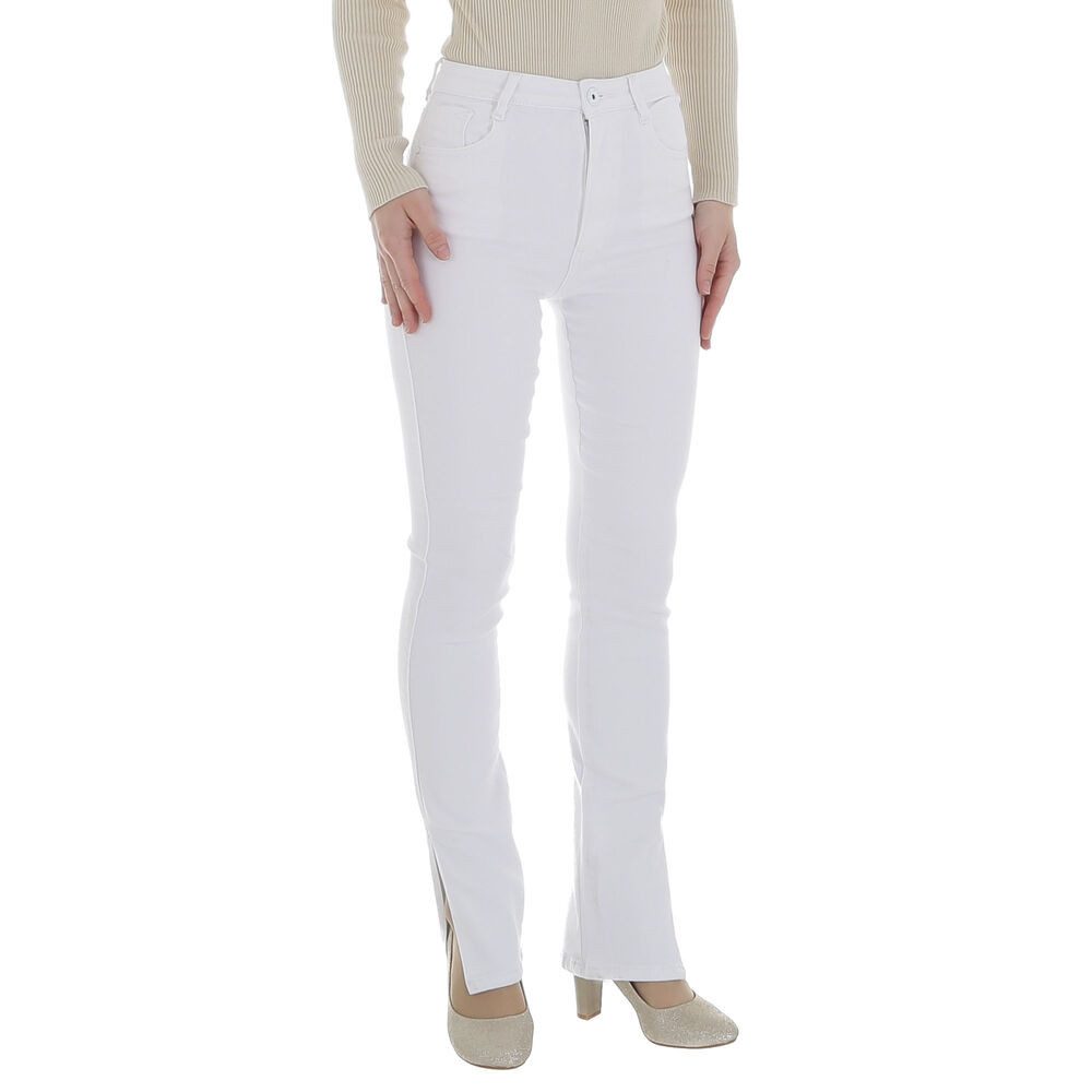 Ital-Design Straight-Jeans Damen Freizeit (86746092) Stretch High Waist Jeans in Weiß – Bild 4 von 5