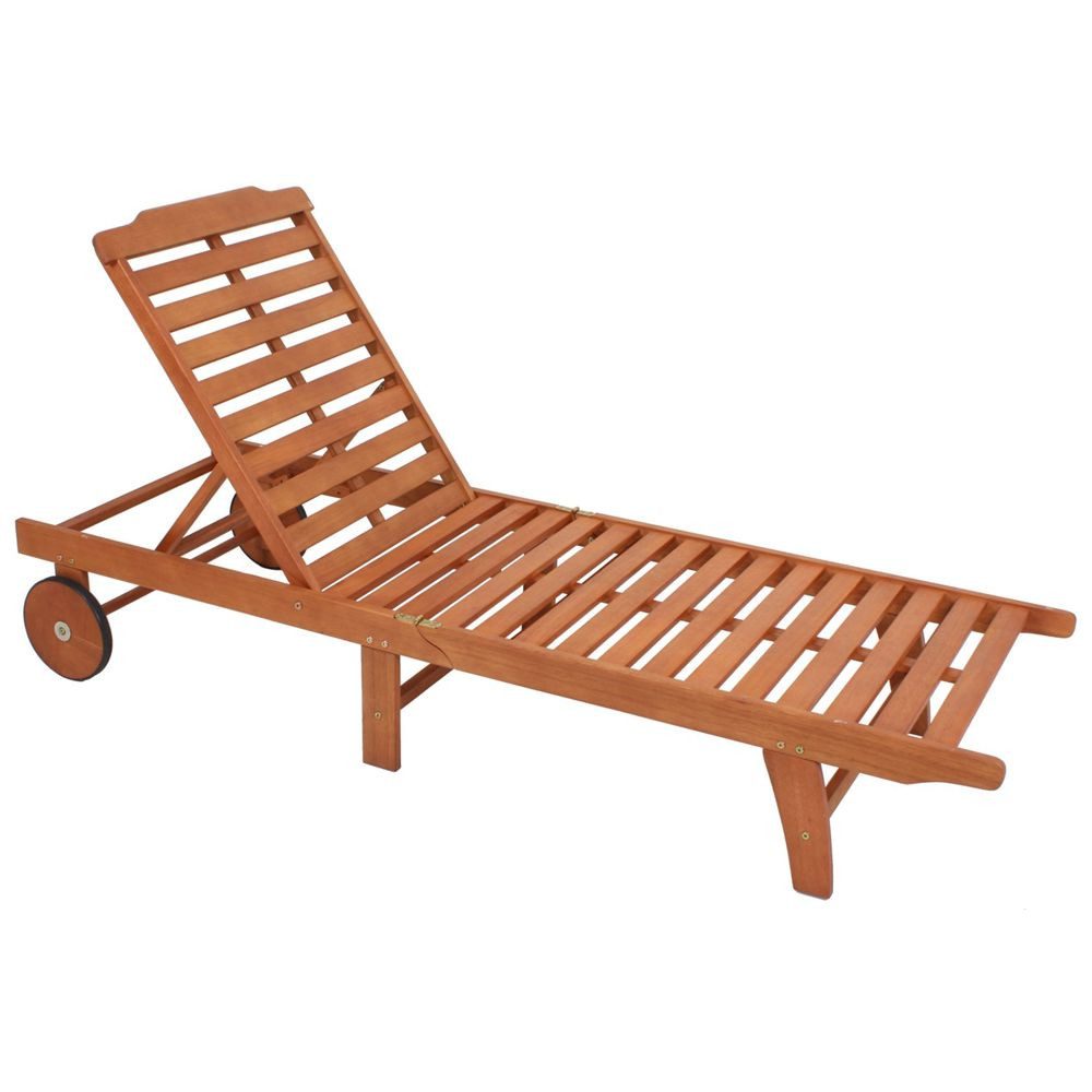 Lomadox Gartenliege HGA-120, Sonnenliege, klappbar, mit 2 Rädern, Eukalyptusholz, ca. 197x89x69 cm