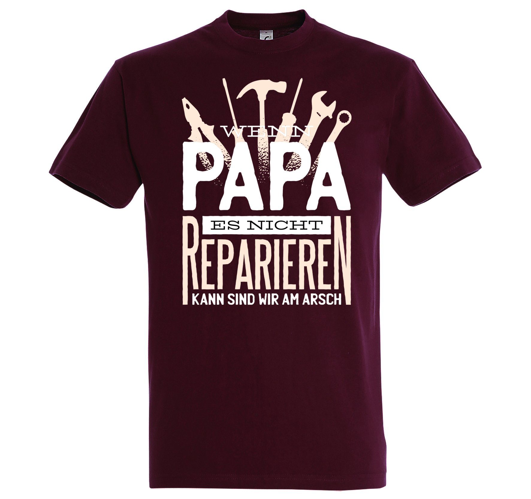 Youth Designz T-Shirt Papa Reparieren Herren Shirt mit lustigem Frontprint Burgund