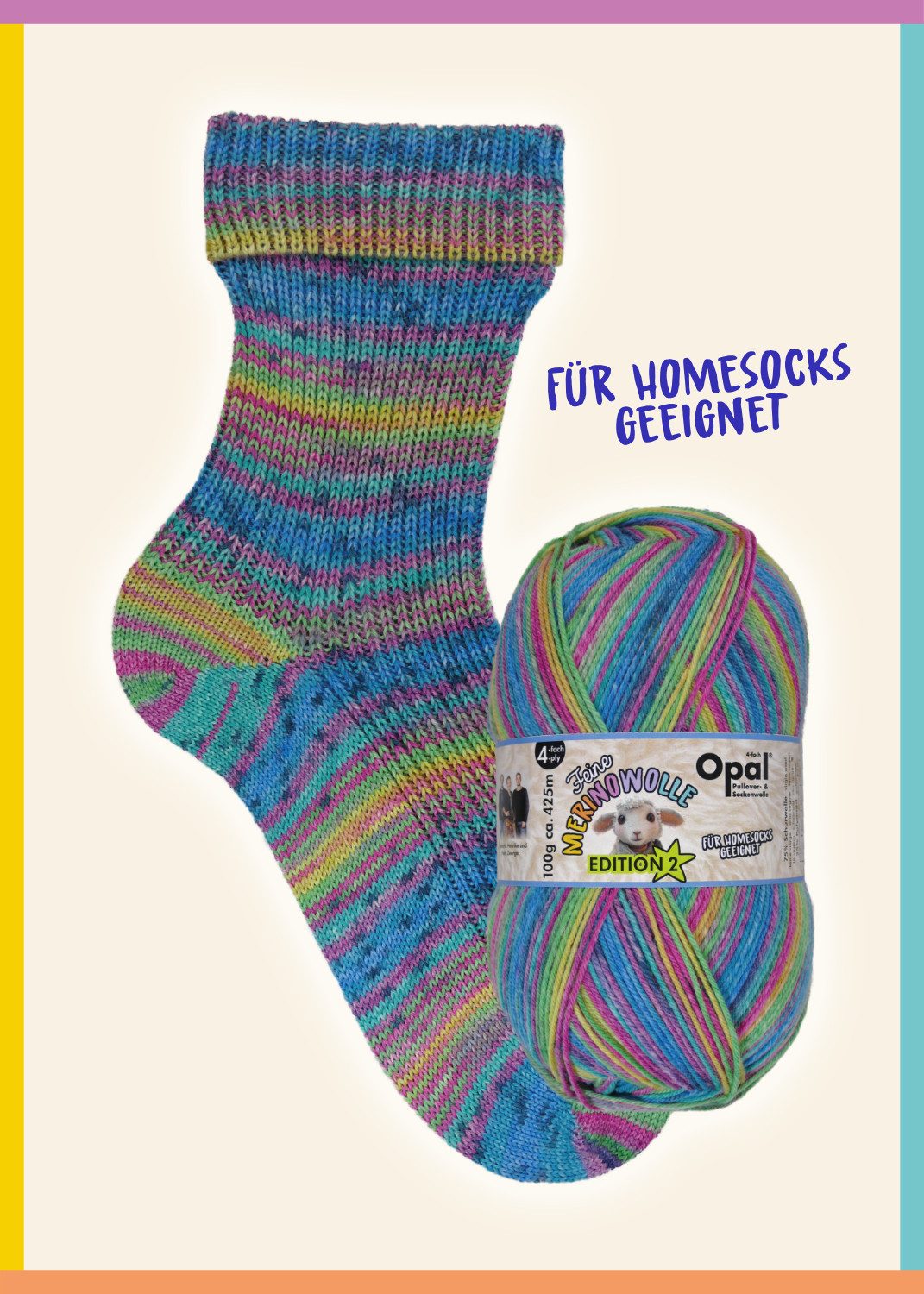 Opal FEINE MERINOWOLLE Ed. 2 4-fach Pullover- und Sockenwolle Häkelwolle, 425 m (exklusive Sockenwolle aus feiner Merinowolle), 100 g