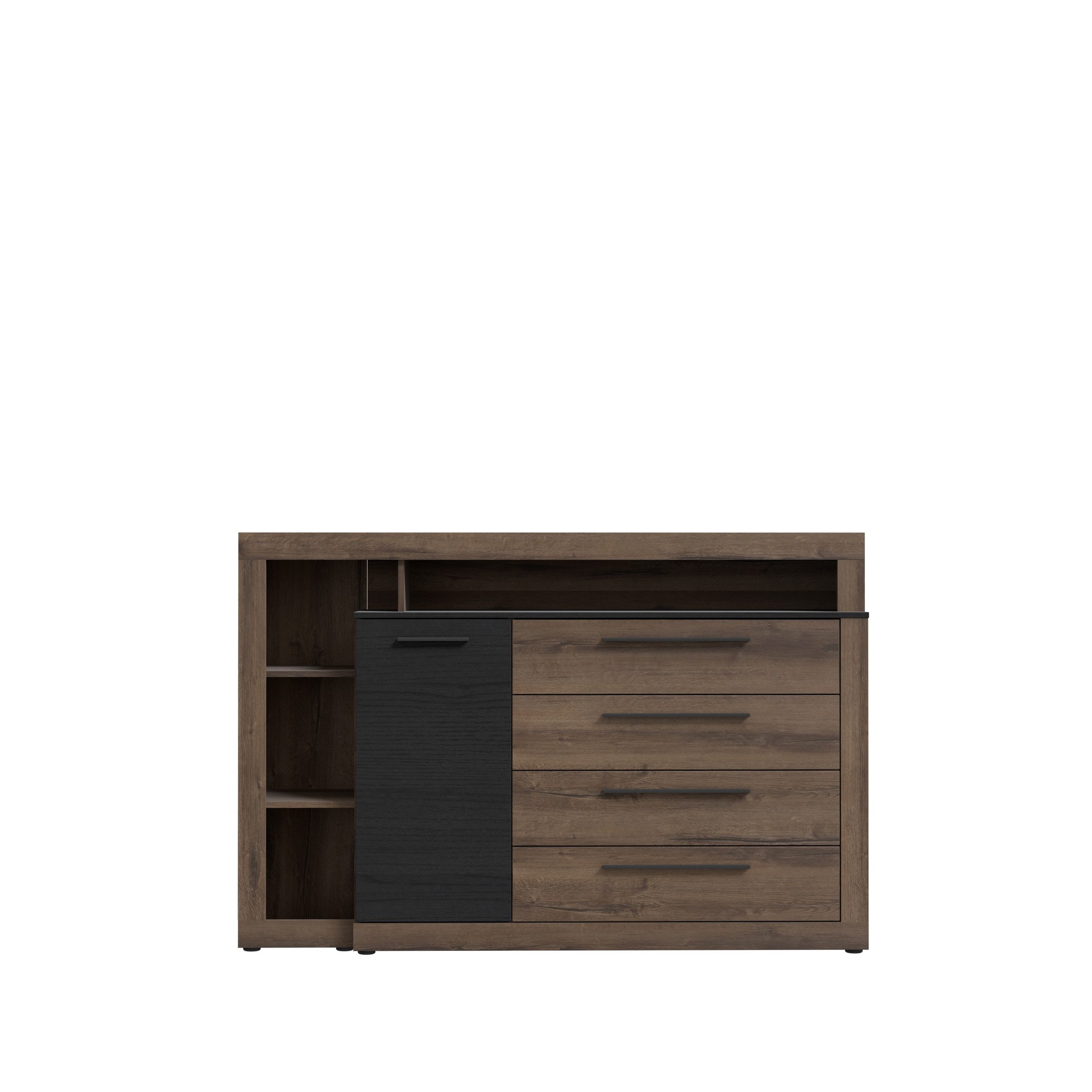 FORTE Kommode in braun,schwarz - 160,5x107,3x43,4cm (BxHxT)