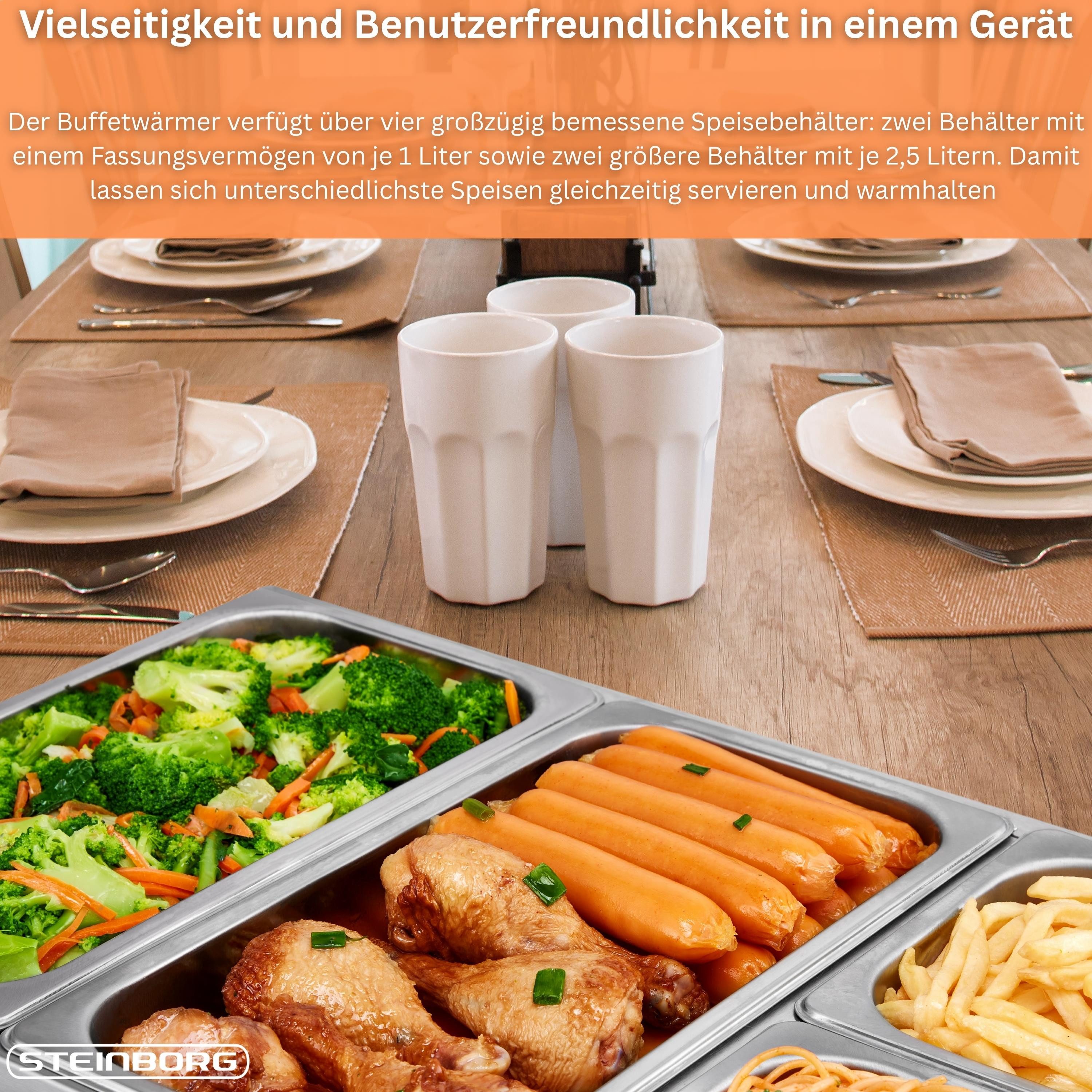 STEINBORG Speisenwärmer SB-6020, Edelstahl,BPA-frei,Cool-Touch Griffe,300 Watt – Bild 4 von 5