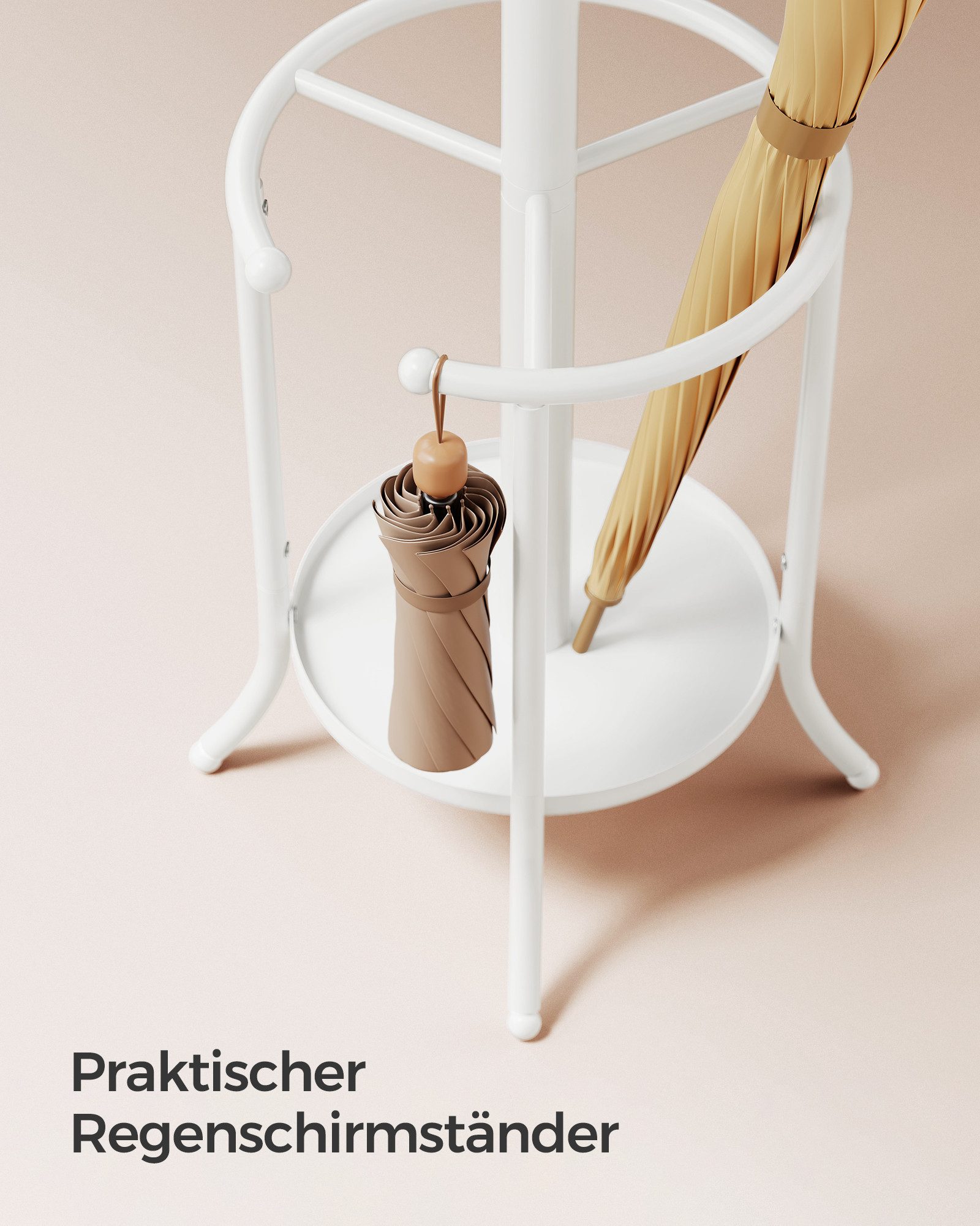 SONGMICS Garderobenständer Kleiderständer, mit Regenschirmständer, 12 Haken, Metall, 175,5 cm hoch – Bild 5 von 5