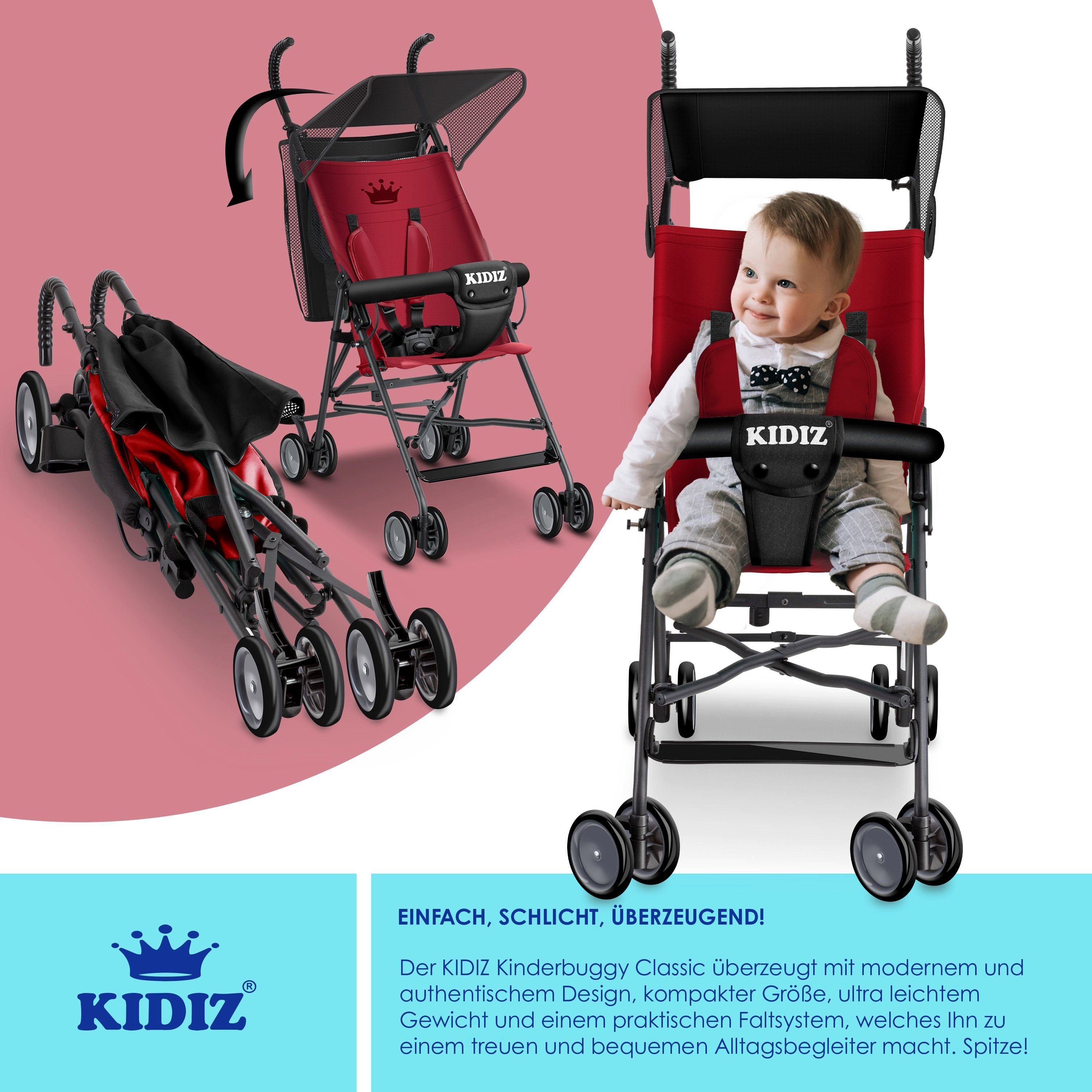 KIDIZ Kombi-Kinderwagen, Kinderwagen CITY bordeaux Sportwagen Faltbar klappbar Kinderbuggy Buggy
