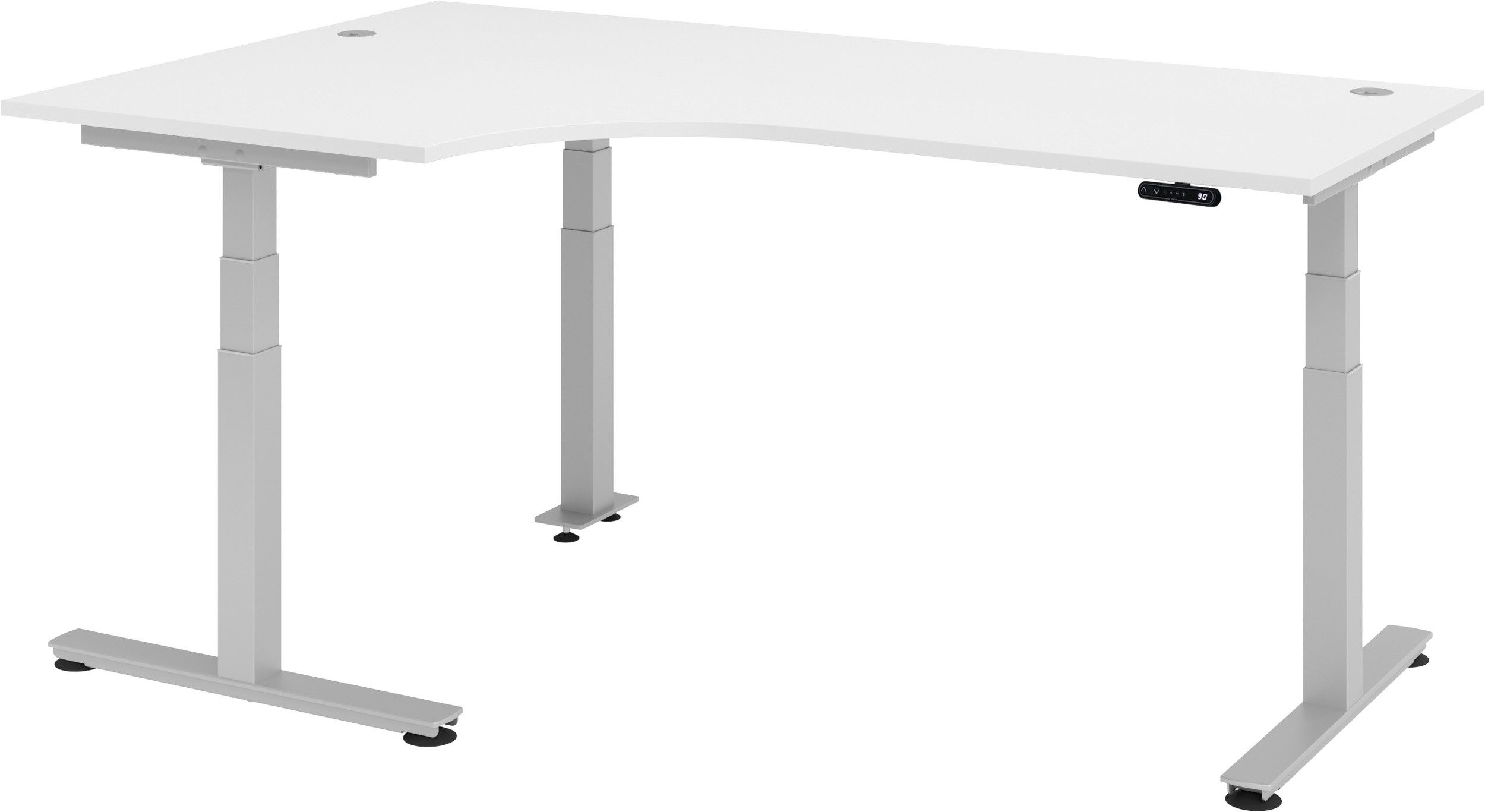 bümö Schreibtisch elektrisch XDSM - Arbeitshöhe: elektrisch höhenverstellbar, Eckform: 200 x 120 cm - Dekor: Weiß