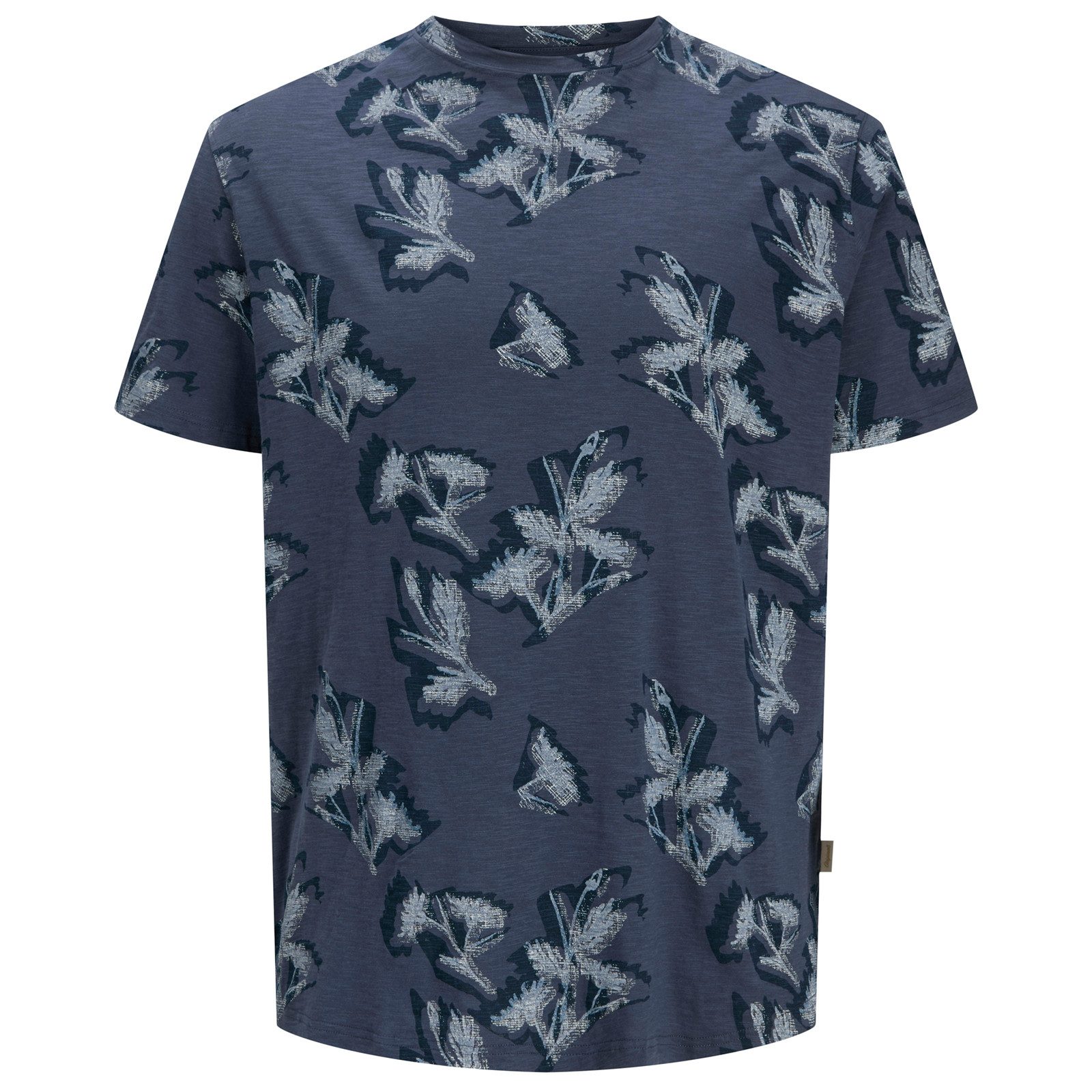 Jack & Jones Rundhalsshirt Jack&Jones Übergröße T-Shirt blau-grau floral Muster