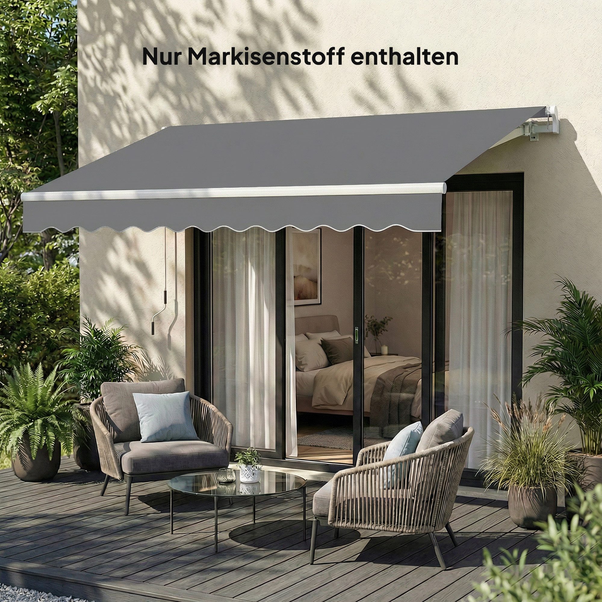 Outsunny Sonnensegel Ersatzstoff für Markise, (Markisentuch, 1-tlg., Markisestoff mit UV Schutz), 280g,m² Polyester, UPF 50+, wasserabweisend
