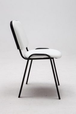 TPFLiving Besucherstuhl Keen mit hochwertiger Polsterung - Konferenzstuhl (Besprechungsstuhl - Warteraumstuhl - Messestuhl), Gestell: Metall matt schwarz - Sitzfläche: Kunstleder weiß