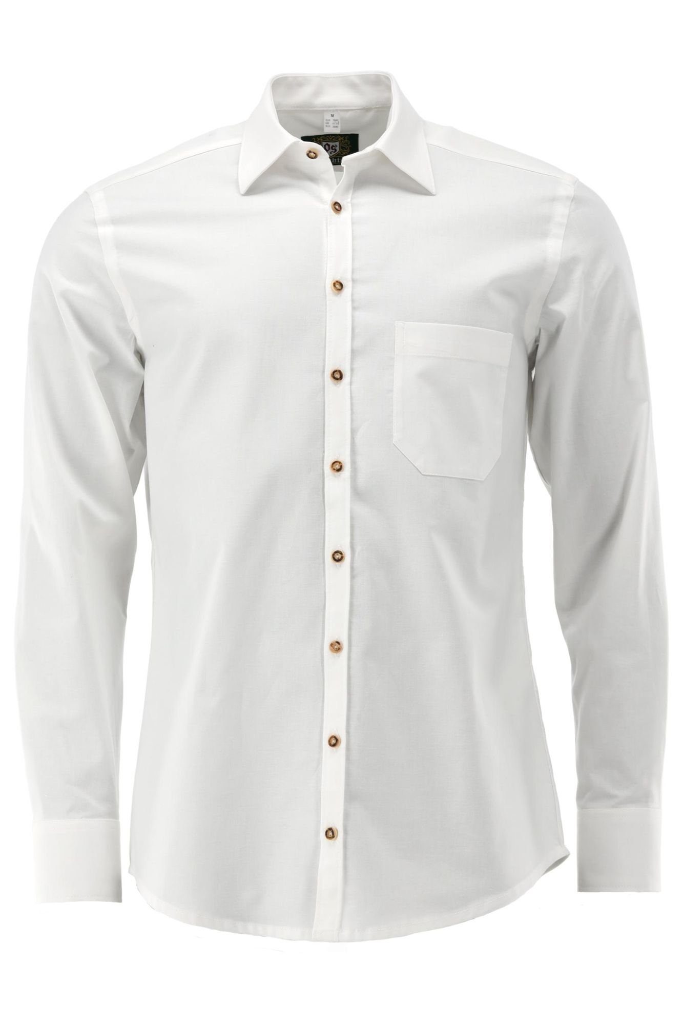 Brusttasche Langarmhemd aufgesetzter Trachtenhemd mit Herren Smeyac OS-Trachten
