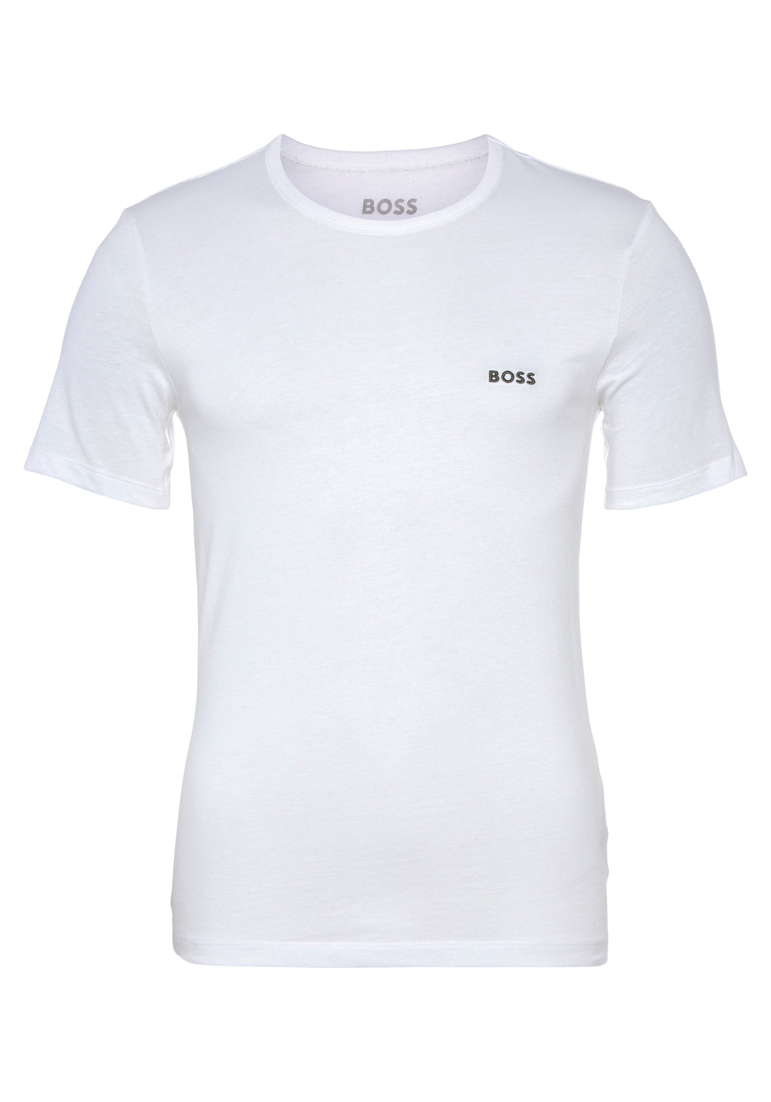 Schriftzug der BOSS schwarz/dunkelblau/weiß982 (Set, 3-tlg) auf mit BOSS Brust T-Shirt