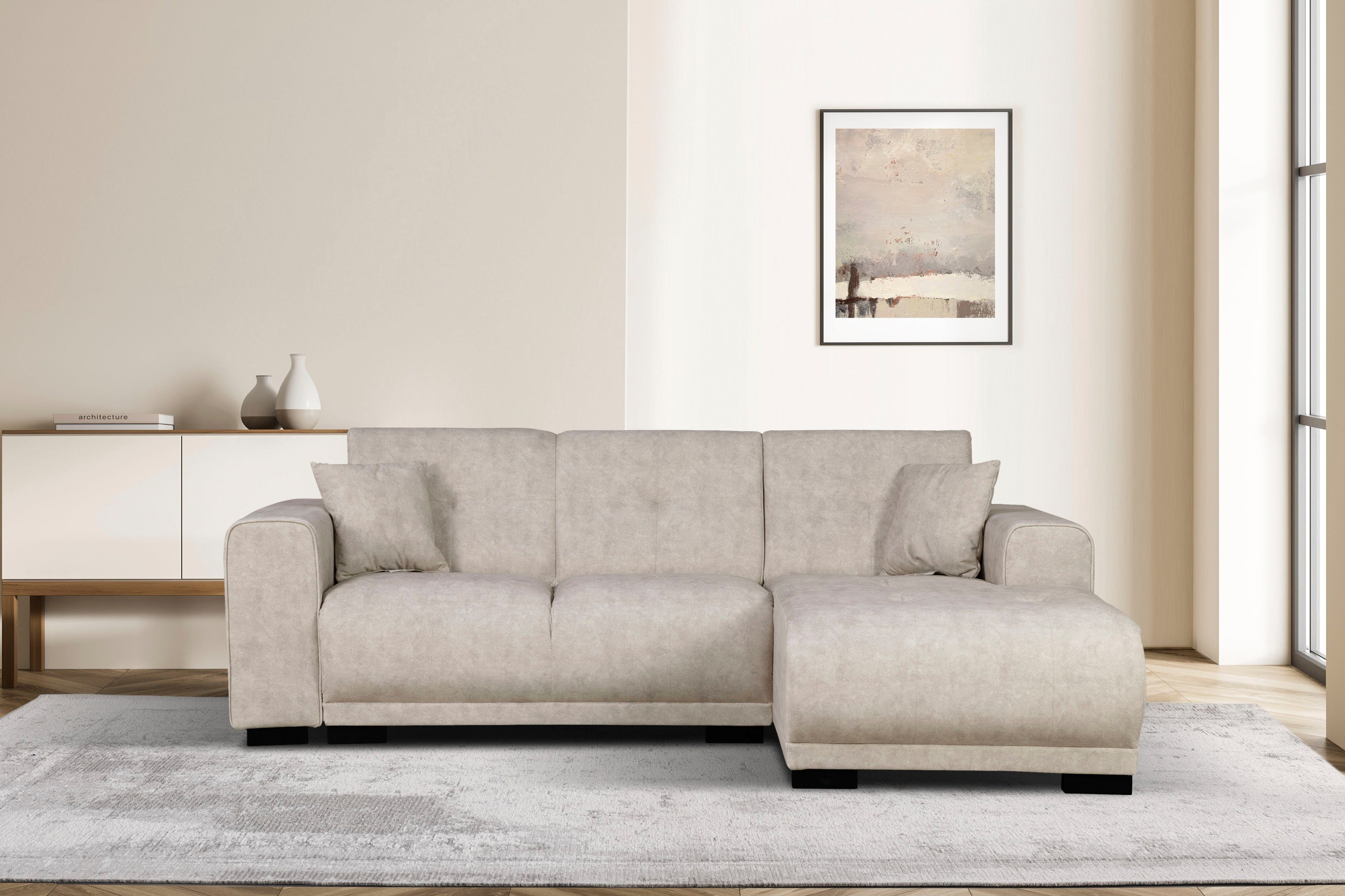 Home affaire Ecksofa "Langeland L-Form" incl. 2 Zierkissen, Recamiere wahlw günstig online kaufen