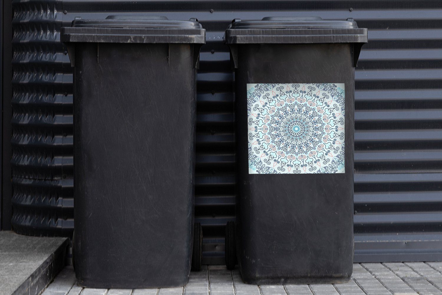 Bohème Hippie St), Container, - Mandala Blau Abfalbehälter MuchoWow Mülltonne, Mülleimer-aufkleber, Flora - (1 - Sticker, - Wandsticker
