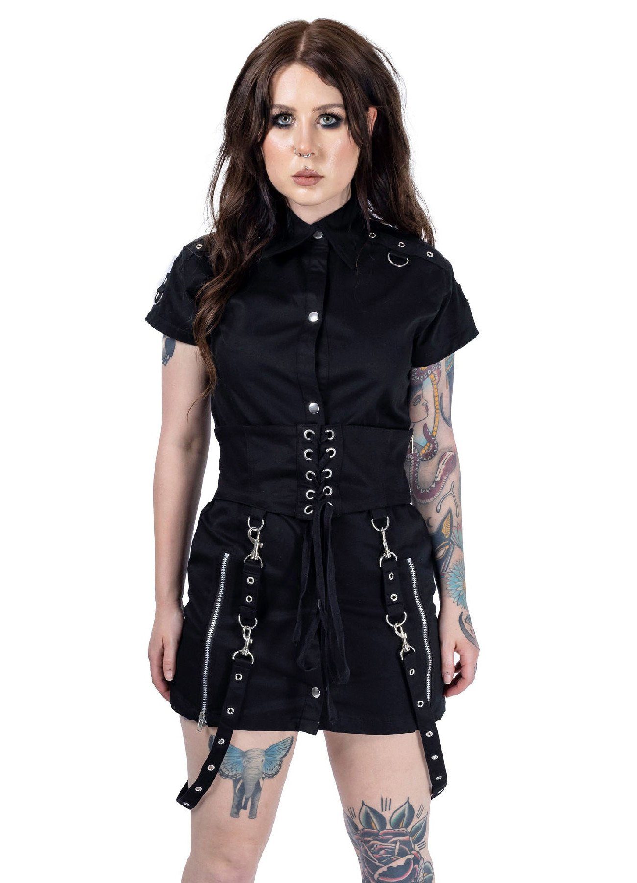 Heartless Minikleid Binx Biker Dress Gothic Schnürung günstig online kaufen