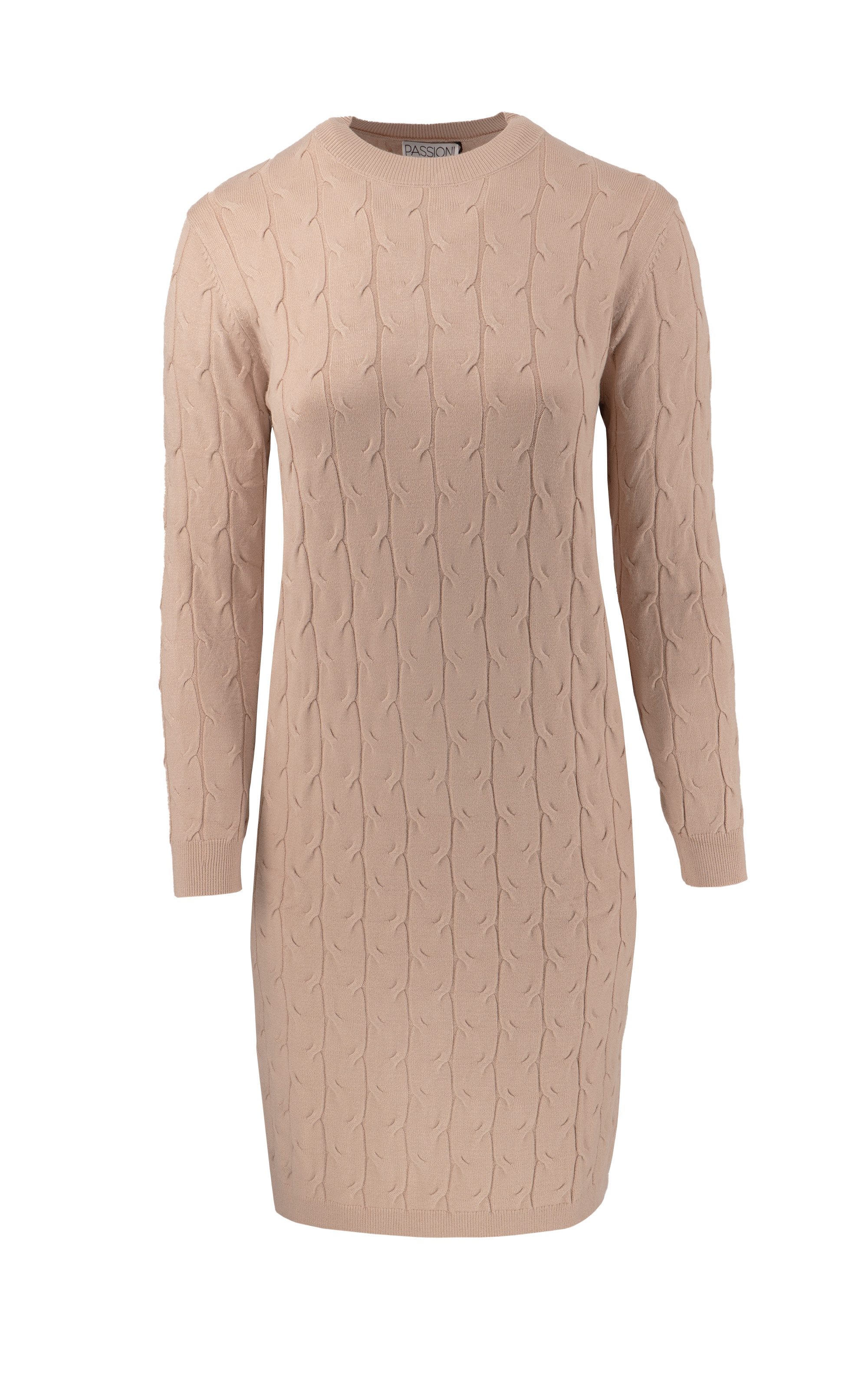 Passioni Strickkleid Knielang mit Zopfmuster günstig online kaufen