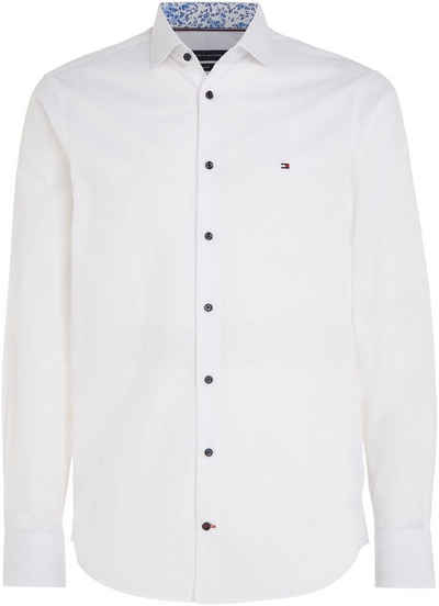 Tommy Hilfiger TAILORED Langarmhemd CL SOLID POPLIN SF SHIRT mit floralem Muster in der Krageninnenseite