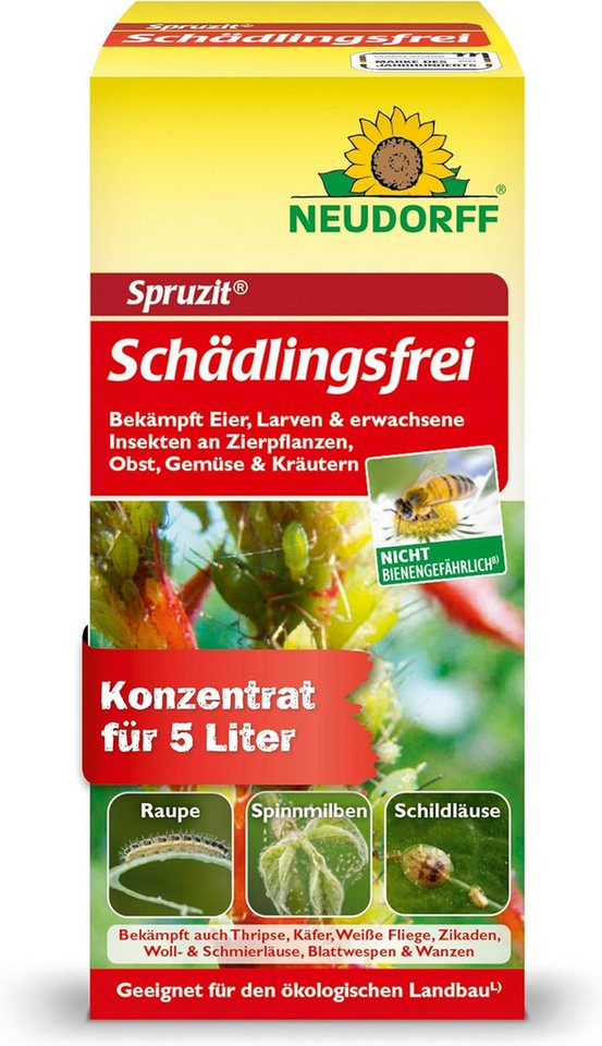 Neudorff Insektenspray Insektenspray Spruzit Schädlingsfrei 50 ml Konzentrat, 50 ml, Für Zierpflanzen, Obst & Gemüse in Haus und Garten, Konzentrat gegen zahlreiche Schädlinge an Pflanzen, 50 ml Konzentrat für bis zu 5 Liter Spritzbrühe