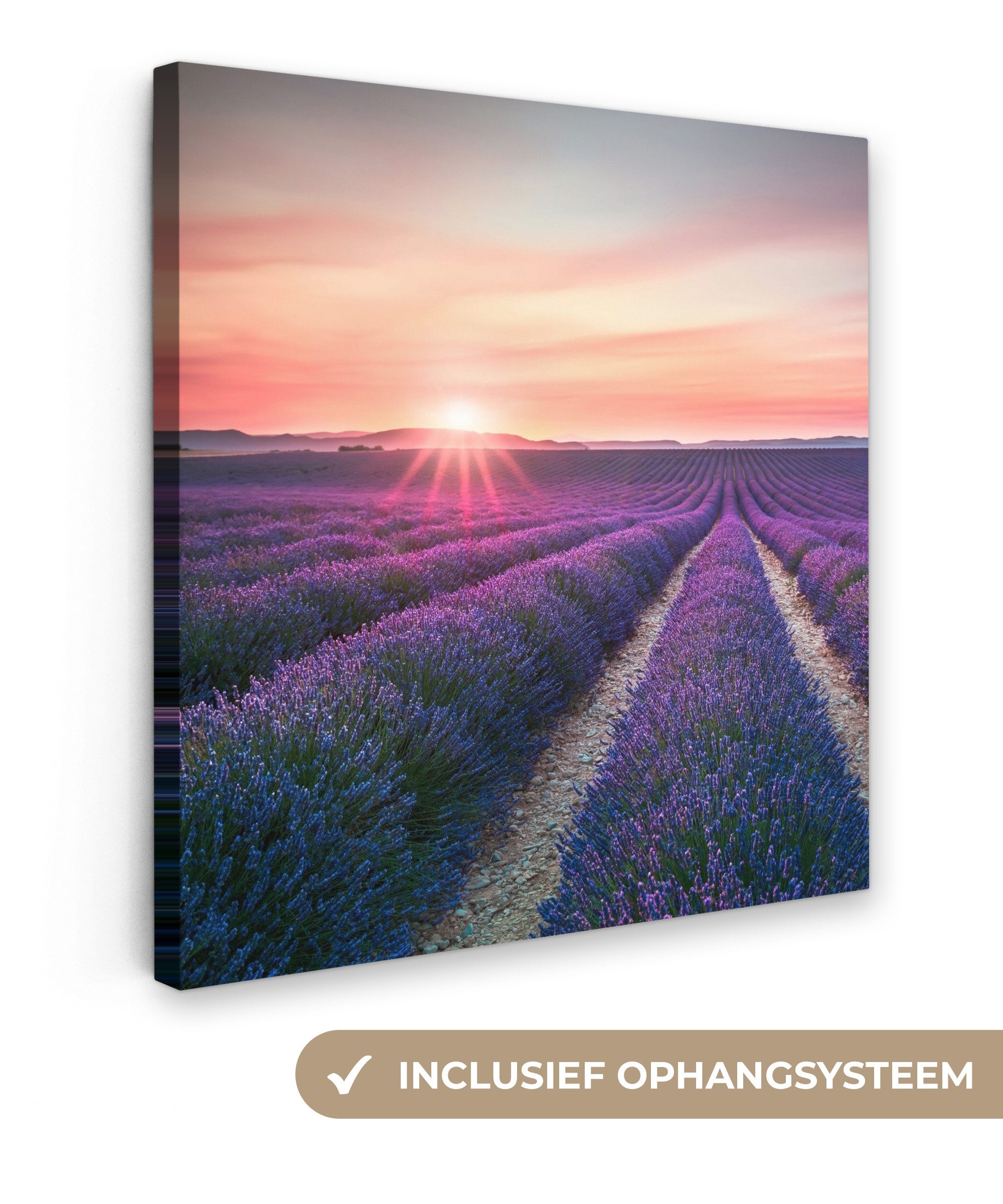 OneMillionCanvasses® Leinwandbild Lavendel - Lila - Blumen - Luft, Fotodruck (1 St), Wandbild, Deko Schlafzimmer Wohnzimmer Flur 20x20 cm