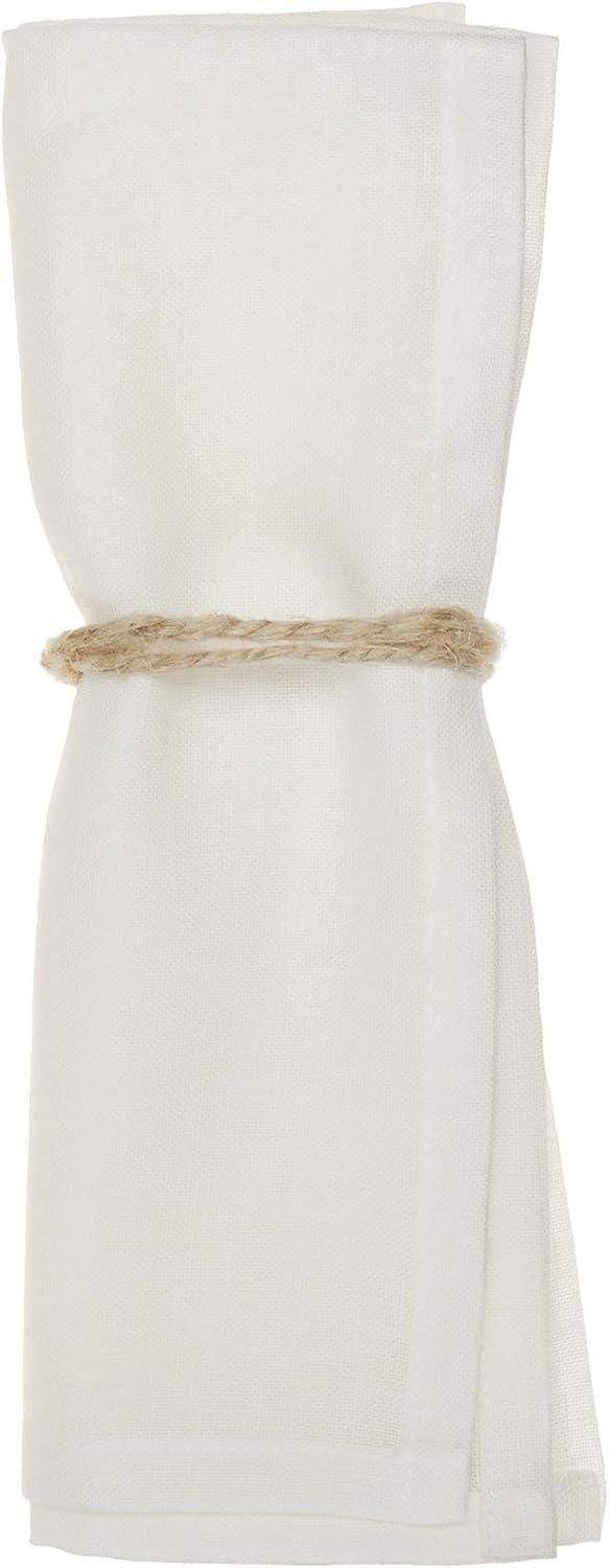 Urbanara Stoffserviette Serviette Tolosa 42x42 cm Weiß I 50% Leinen & 50% Baumwolle, (Set, 2 St., 2er), Elegante Stoff-Serviette aus Halbleinen, Chambray-Stoff